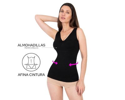 Foto 2 | Camiseta Control Shape & Care Mediana Compresión Negra para Mujer