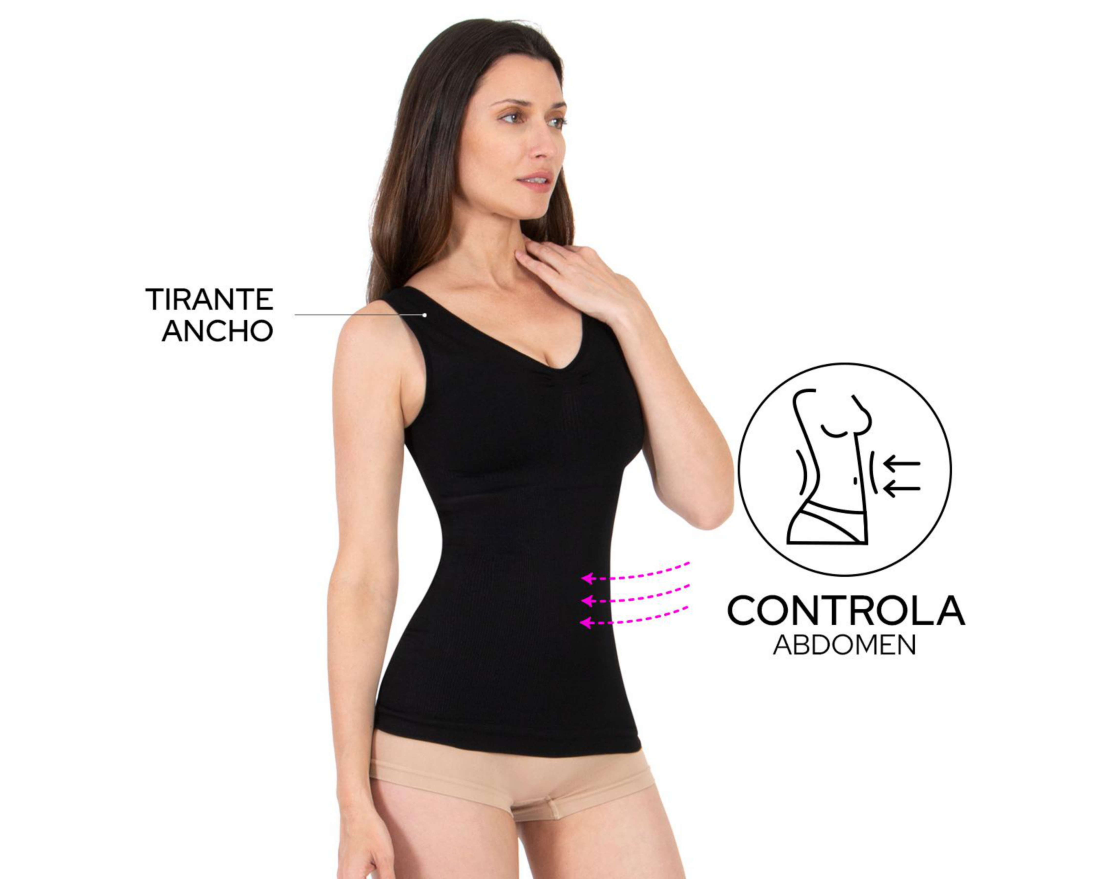 Foto 4 pulgar | Camiseta Control Shape & Care Mediana Compresión Negra para Mujer