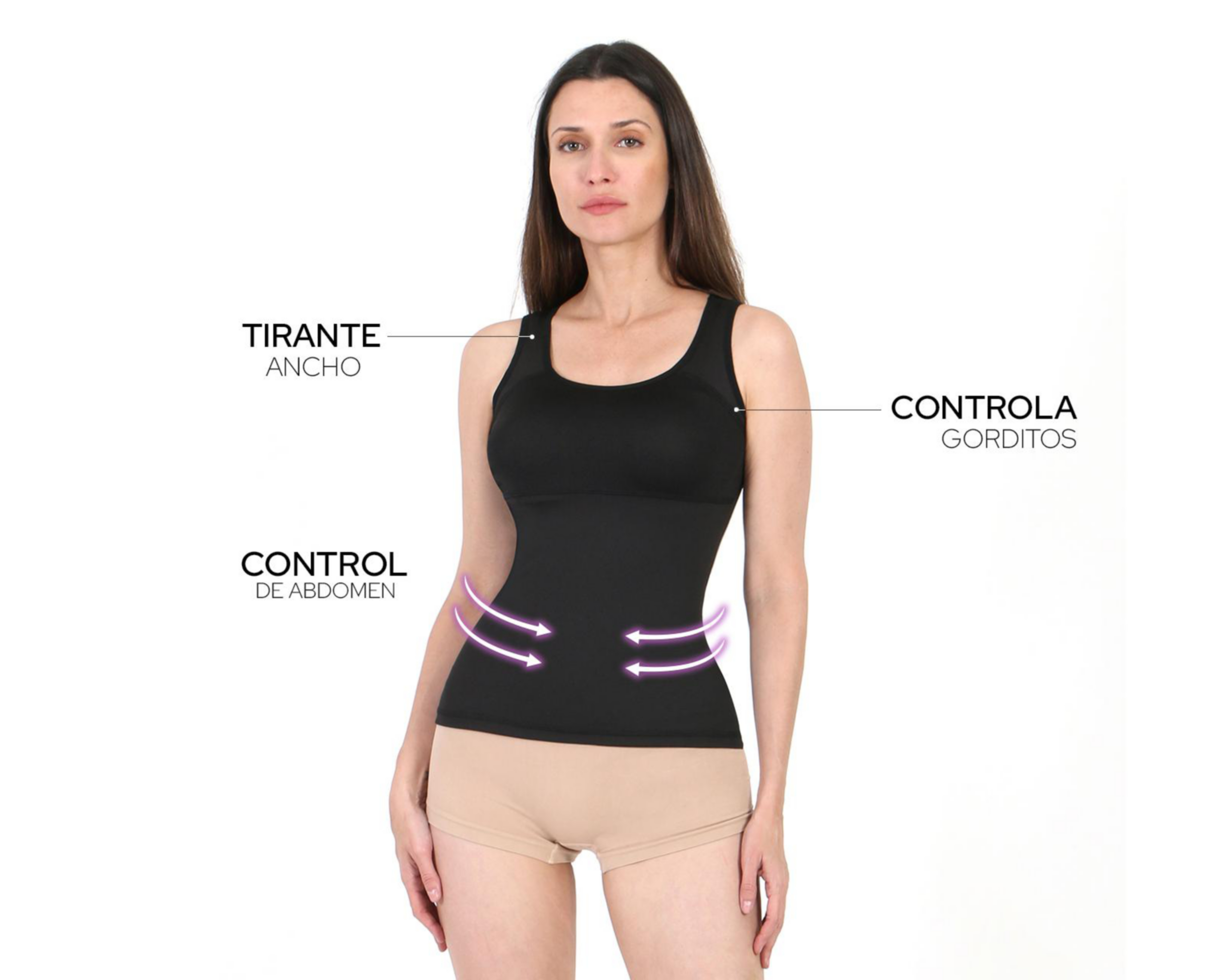 Foto 2 | Camiseta Control Shape & Care Negra para Mujer