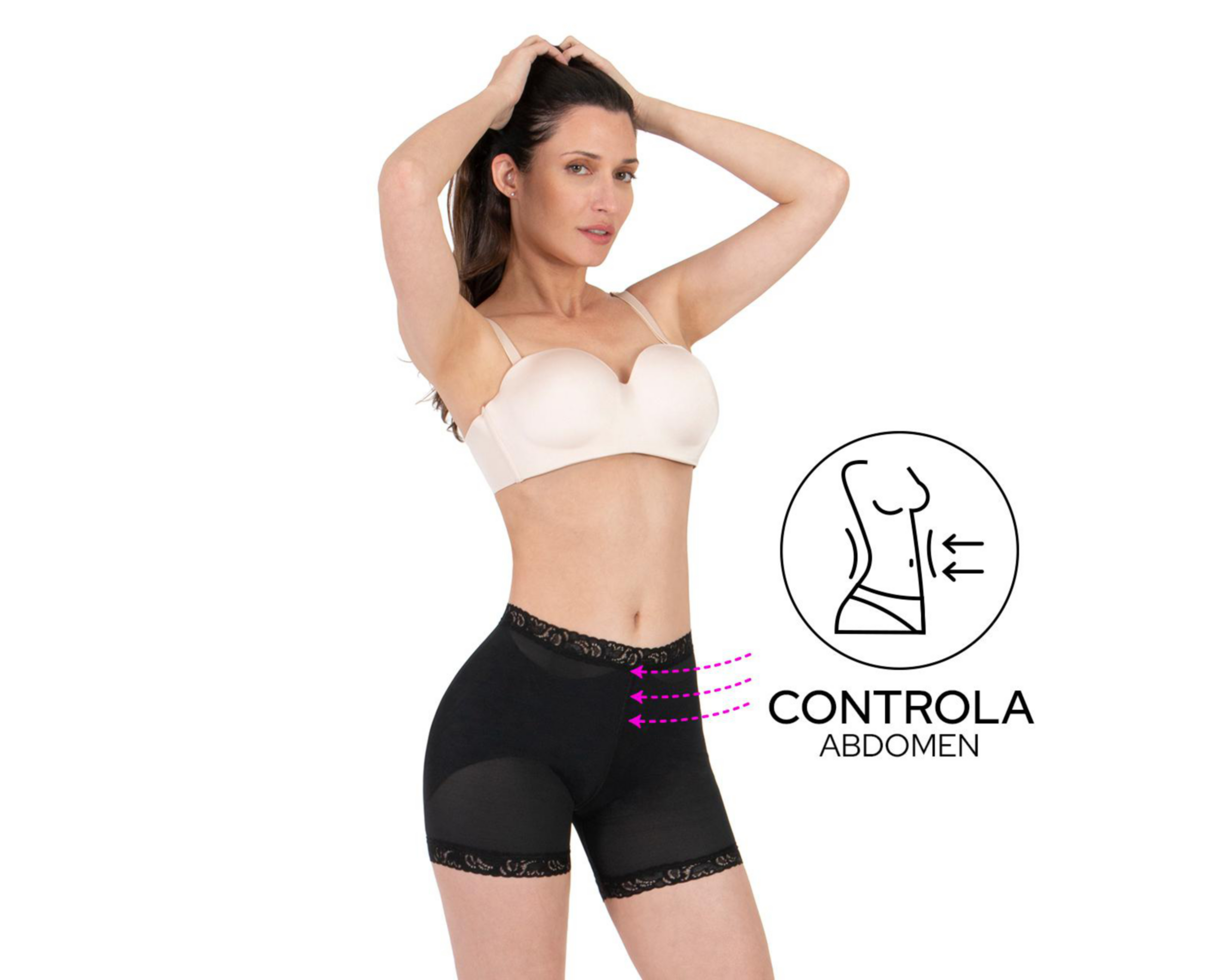 Foto 3 pulgar | Faja tipo Bóxer Shape & Care Baja Compresión Negra para Mujer