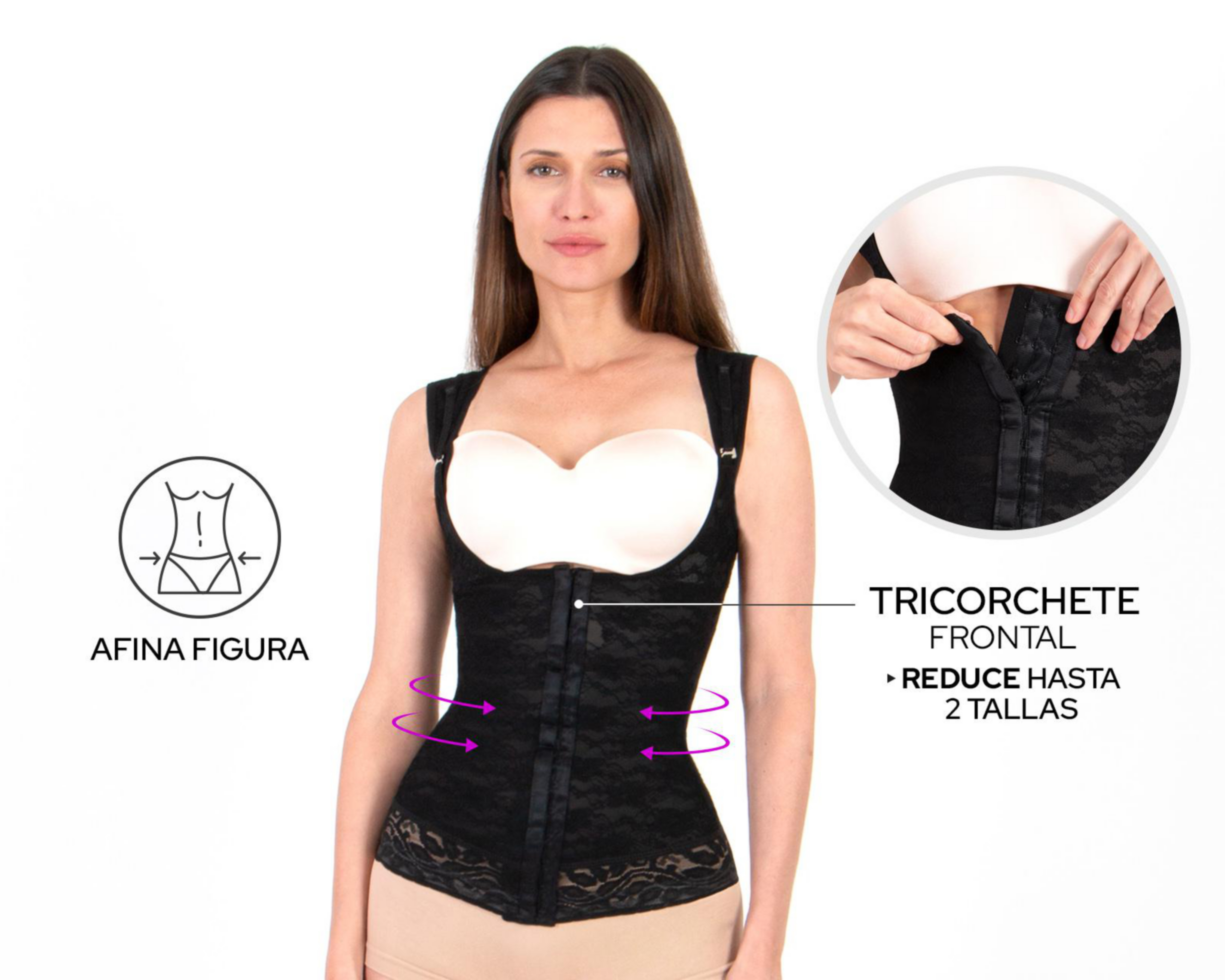 Foto 2 | Chaleco Control Shape & Care Baja Compresión con Encaje para Mujer
