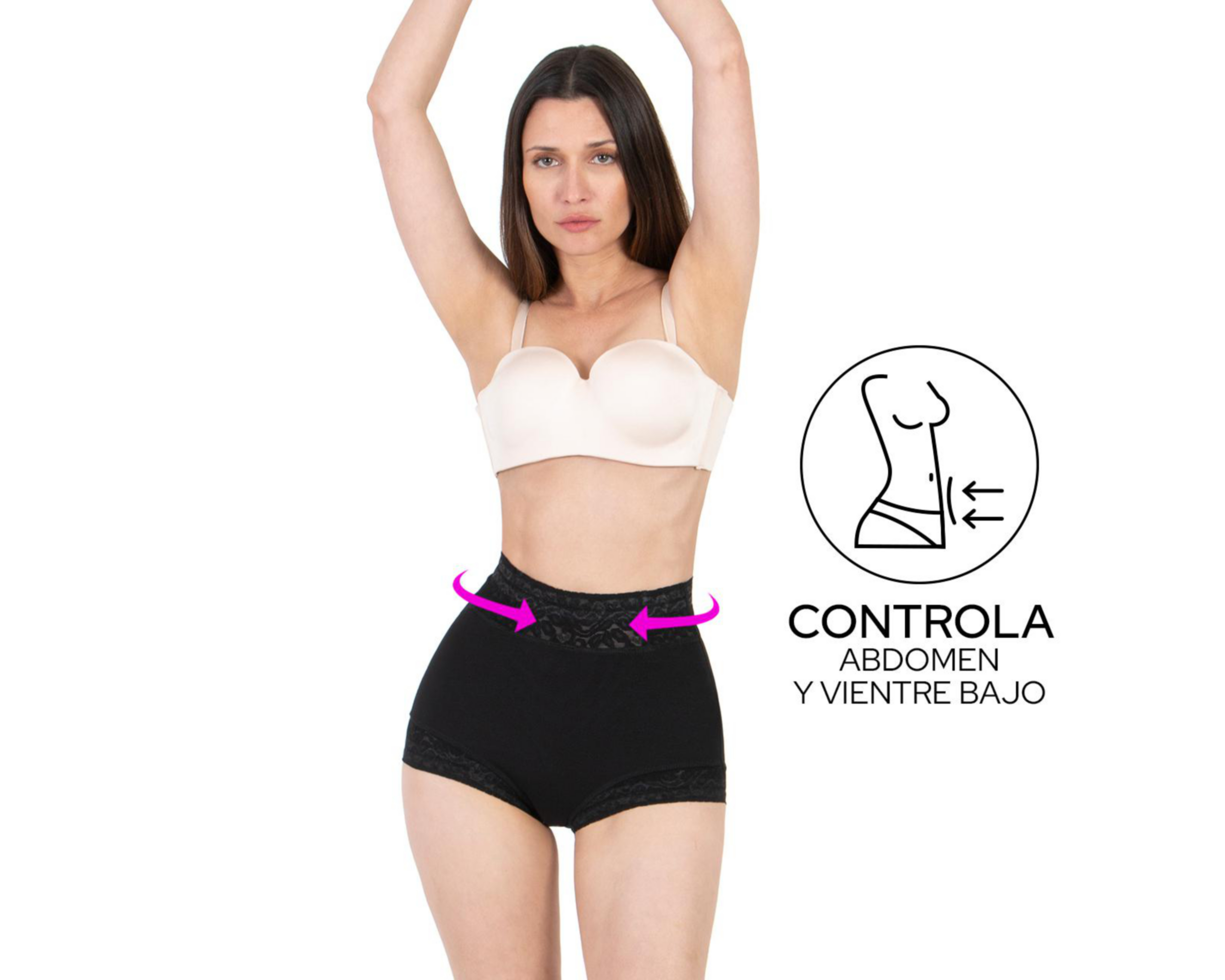 Foto 3 pulgar | Faja tipo Bóxer Shape & Care Mediana Compresión con Encaje para Mujer