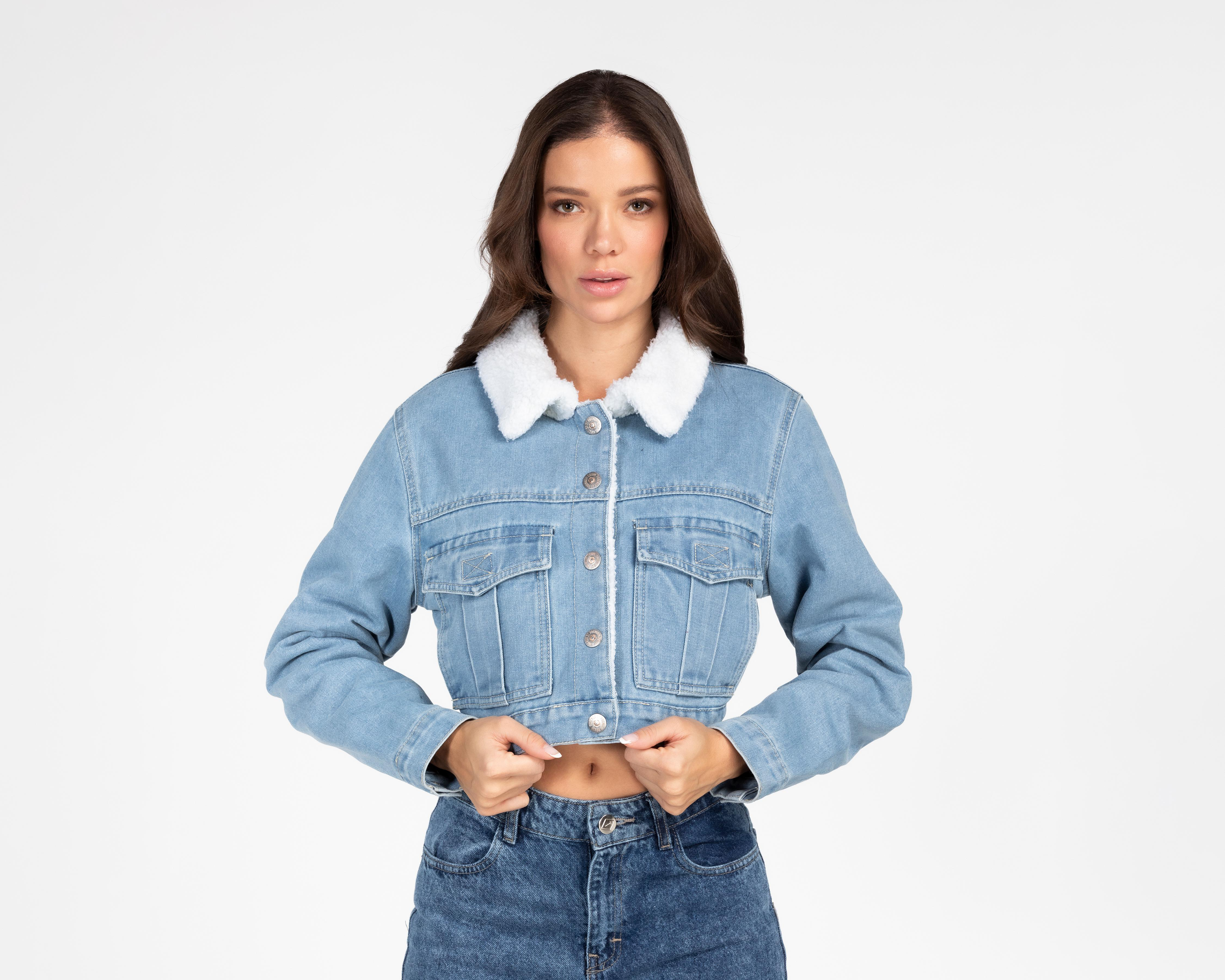 Foto 2 pulgar | Chamarra de Mezclilla con Cuello Aborregado Forever 21 para Mujer
