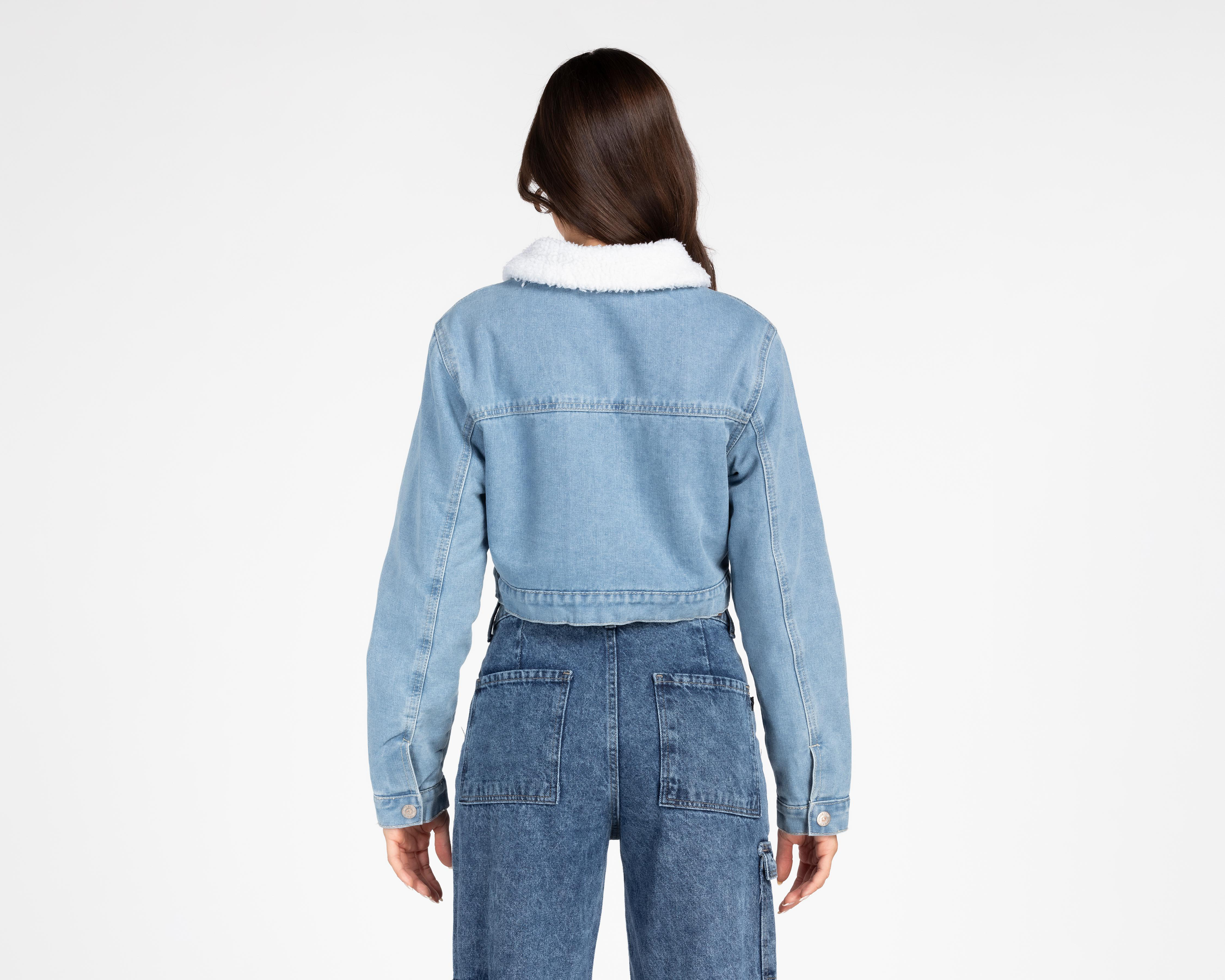 Foto 4 pulgar | Chamarra de Mezclilla con Cuello Aborregado Forever 21 para Mujer