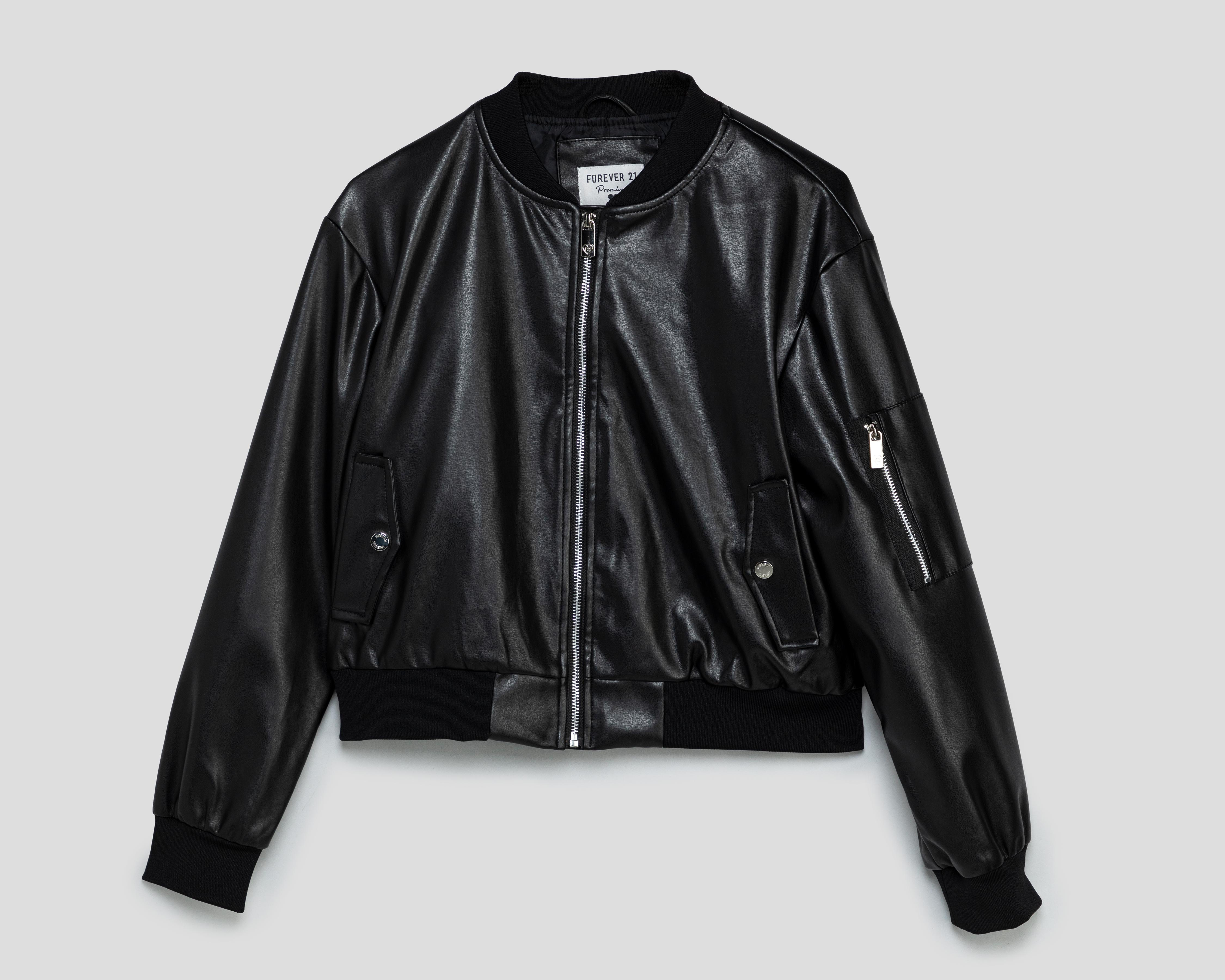 Foto 1 | Chamarra Negra Forever 21 para Mujer