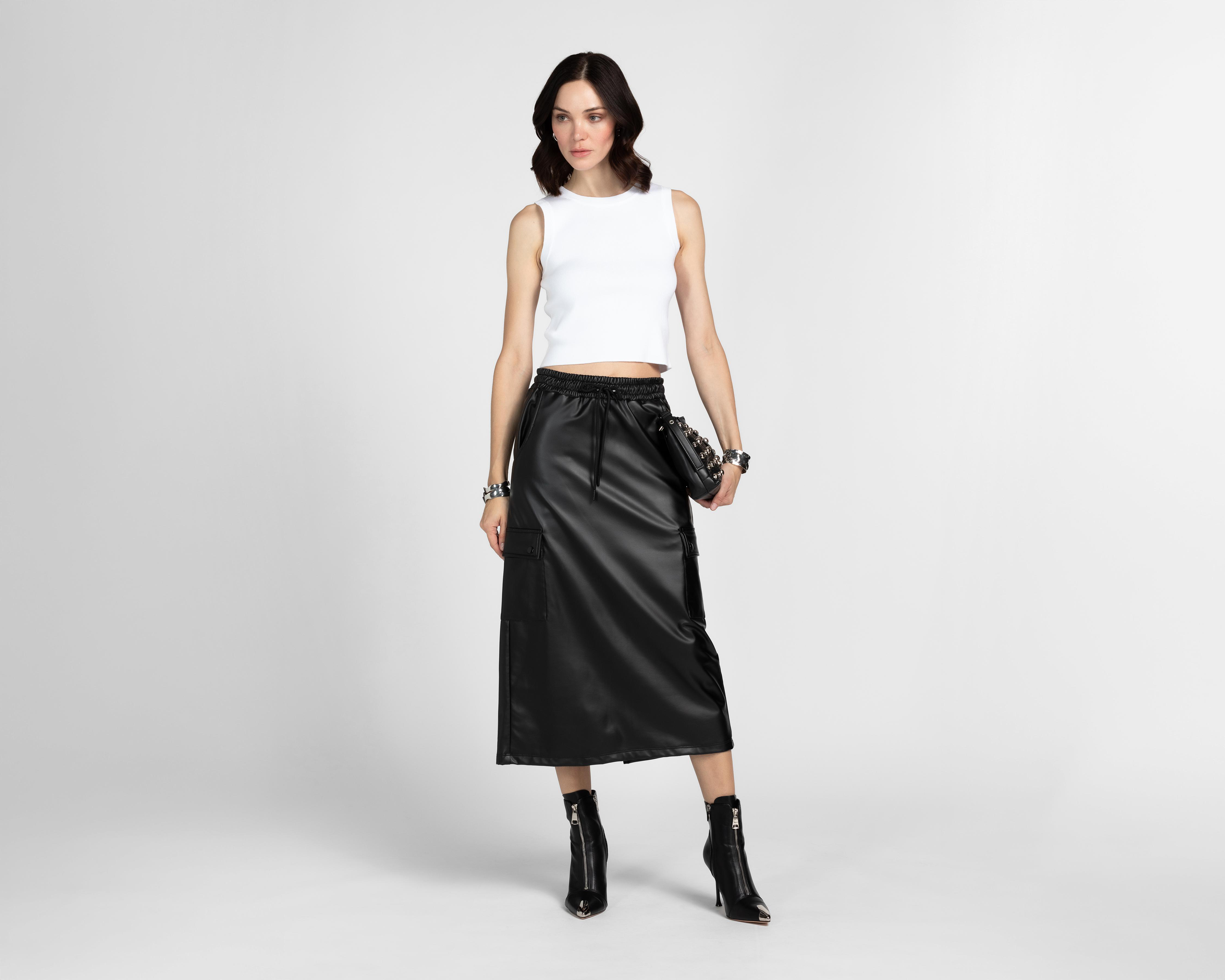 Foto 2 | Falda Midi Boy London tipo Cuero