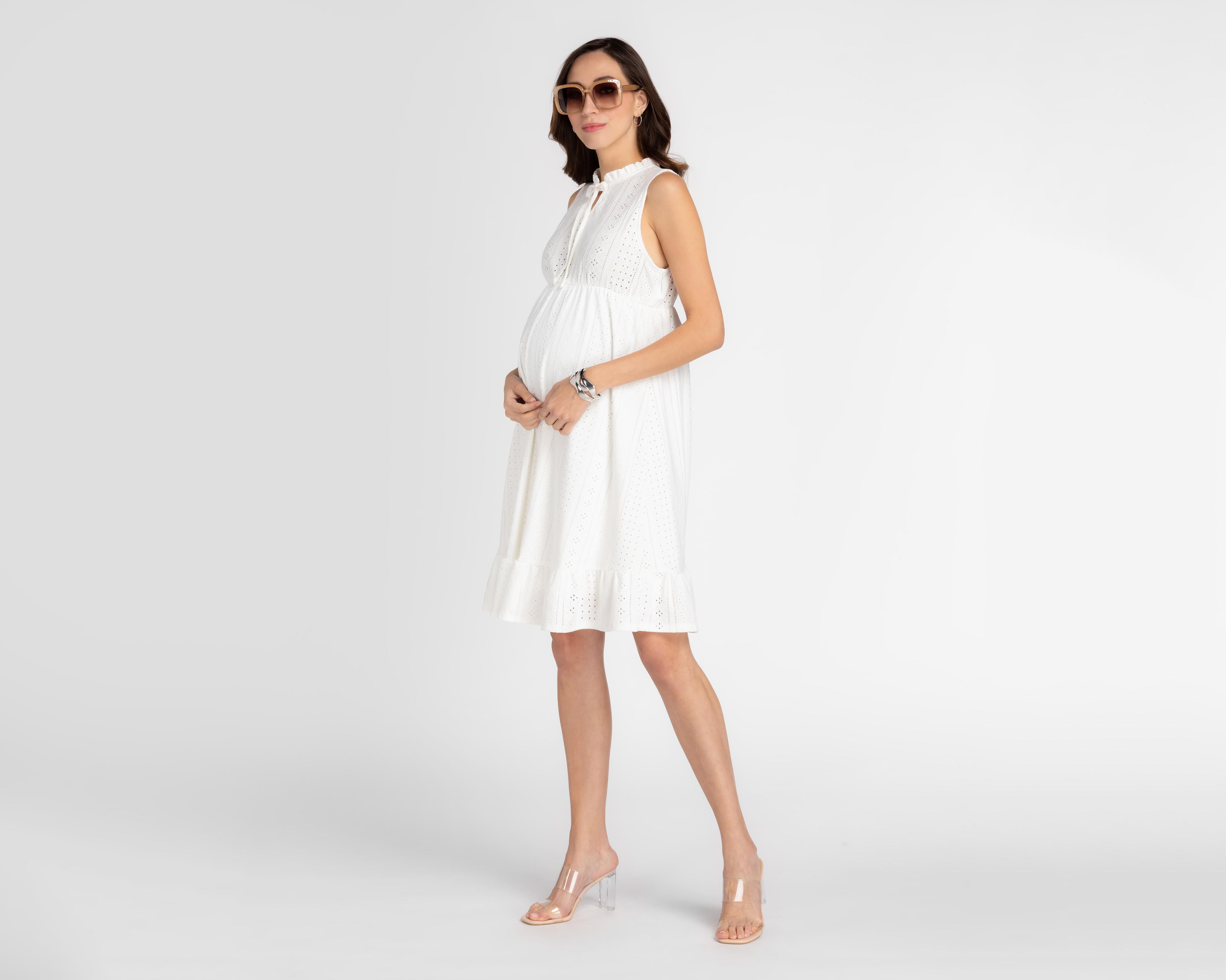 Foto 2 | Vestido Mamá Bella Casual sin Mangas Blanco