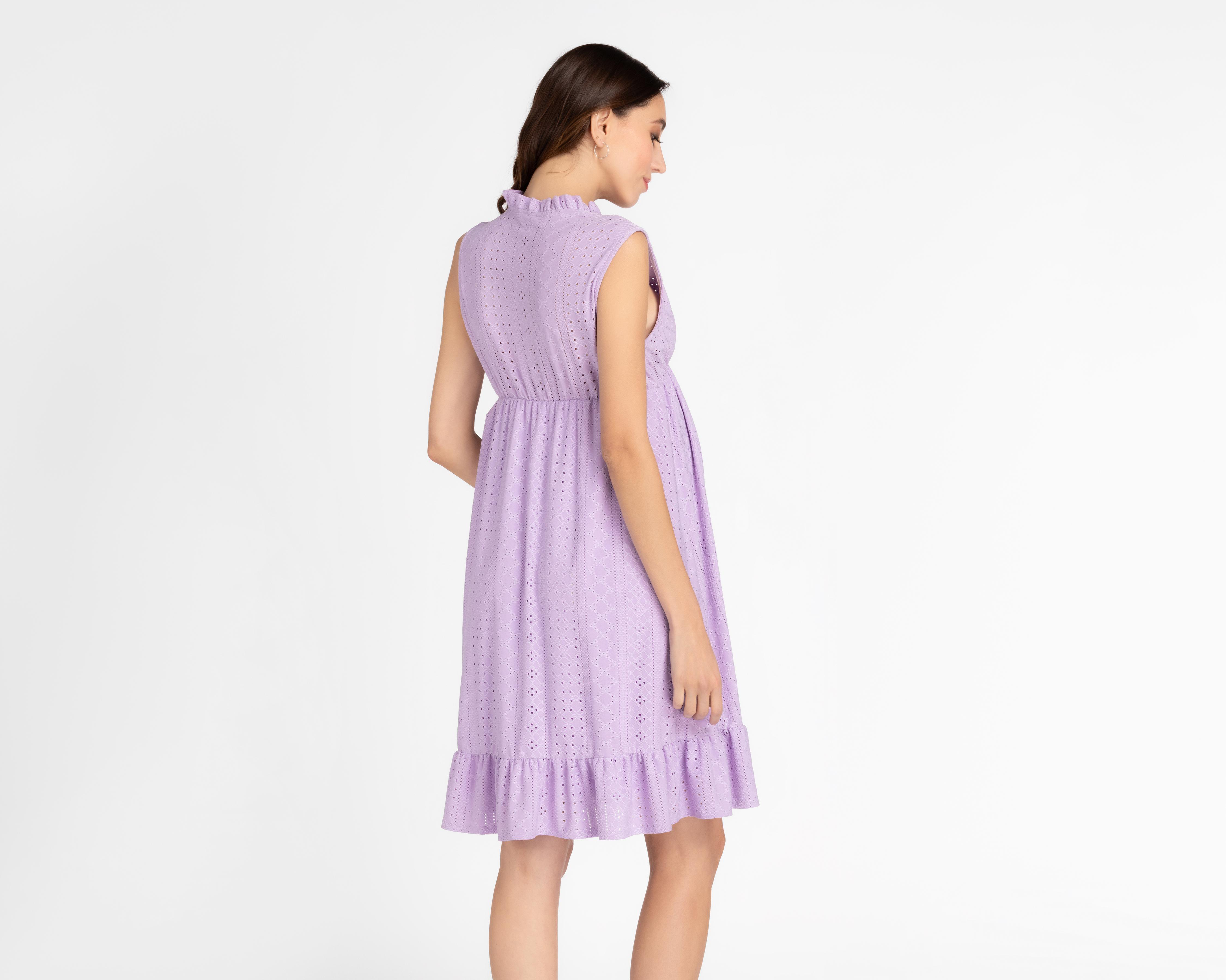Foto 4 pulgar | Vestido Mamá Bella Casual sin Mangas Lila