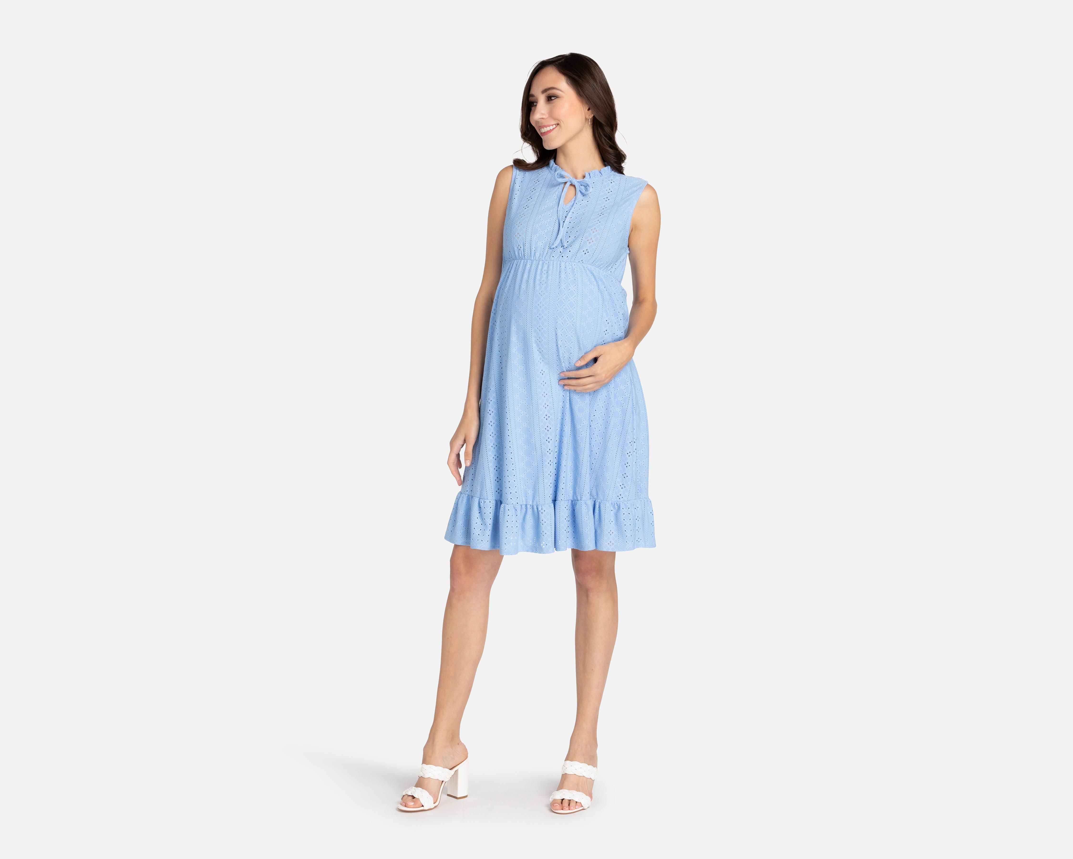 Foto 2 | Vestido Mamá Bella Casual sin Mangas Azul