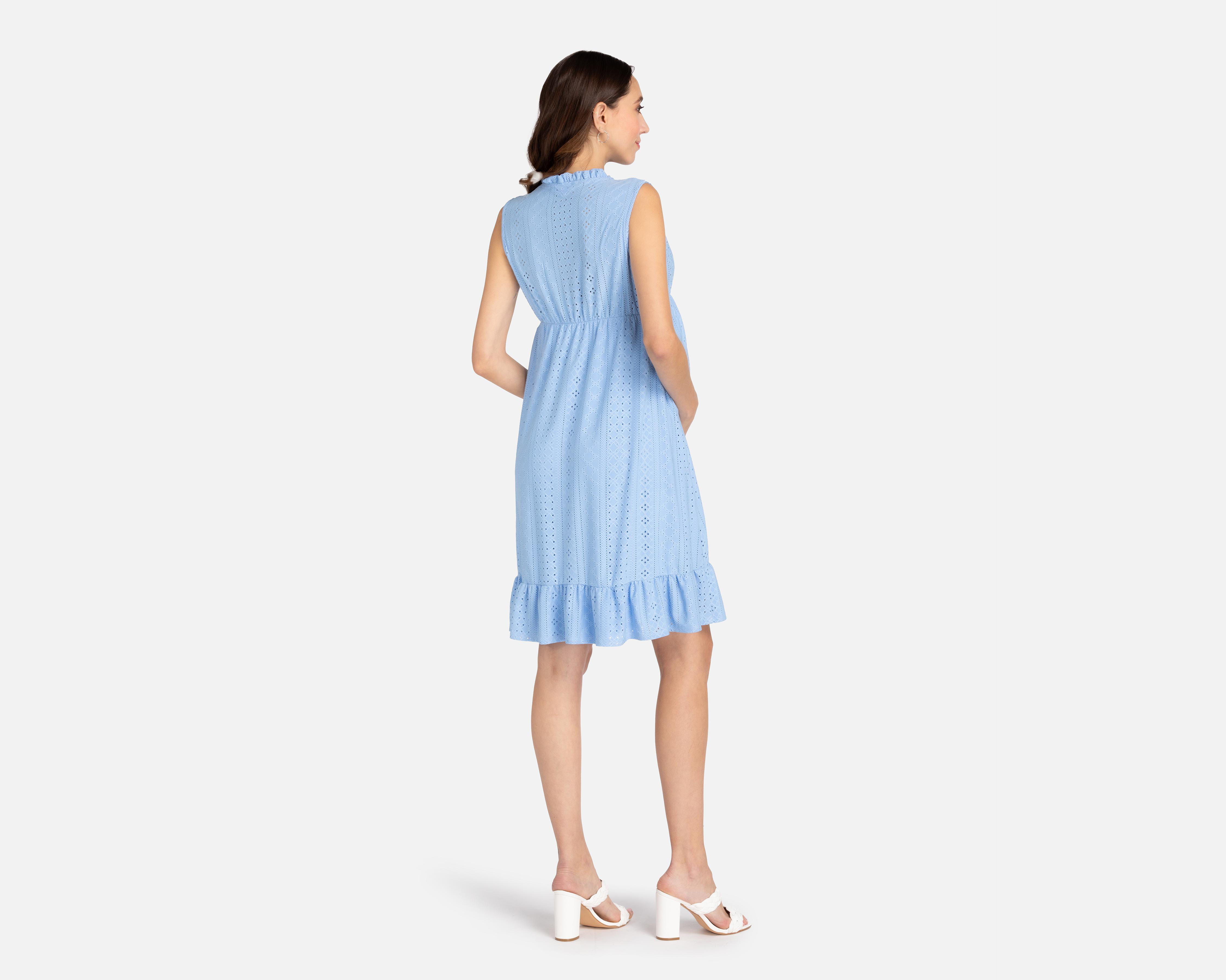 Foto 4 pulgar | Vestido Mamá Bella Casual sin Mangas Azul
