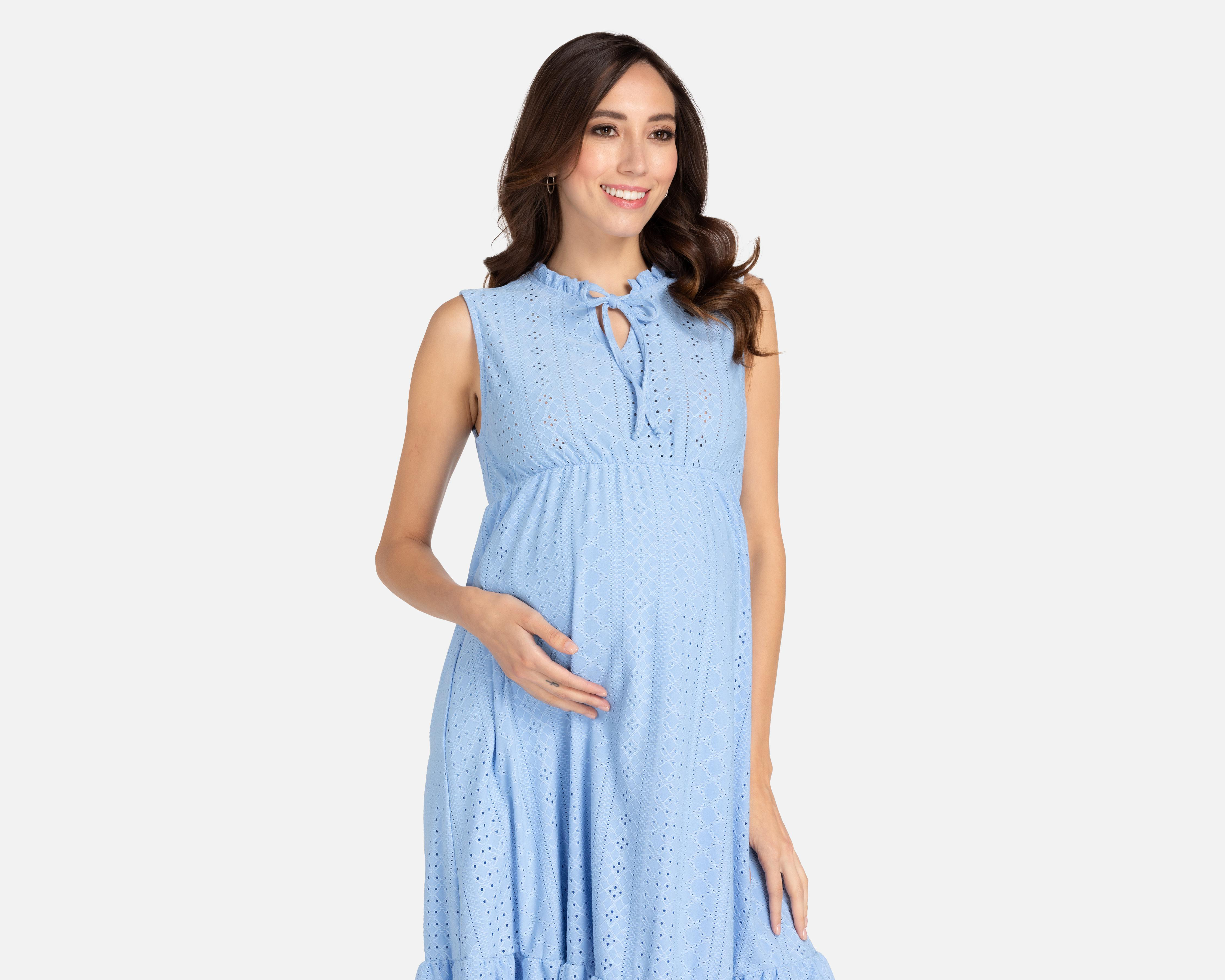 Foto 5 pulgar | Vestido Mamá Bella Casual sin Mangas Azul