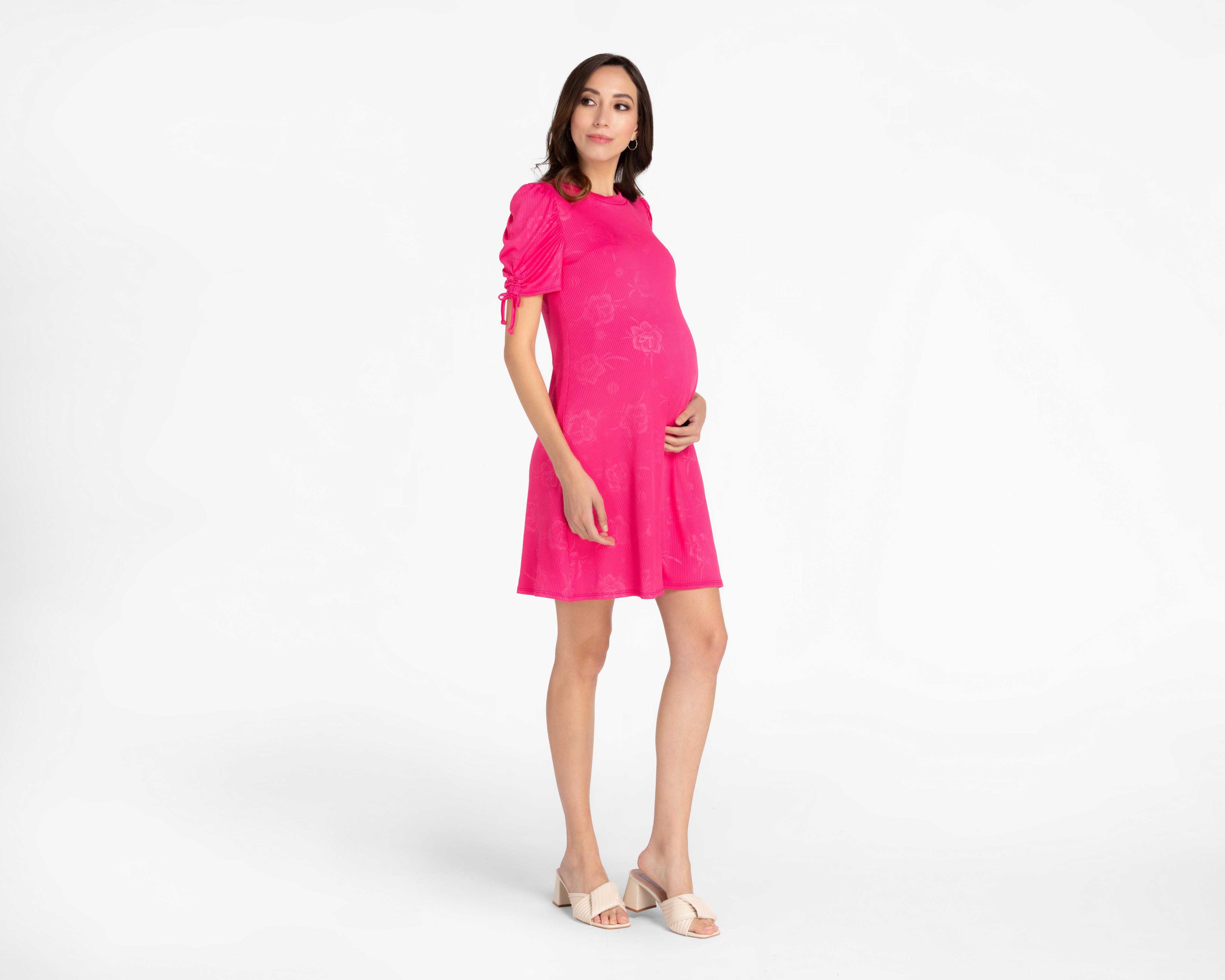 Vestido Mamá Bella Casual Manga Corta Rosa