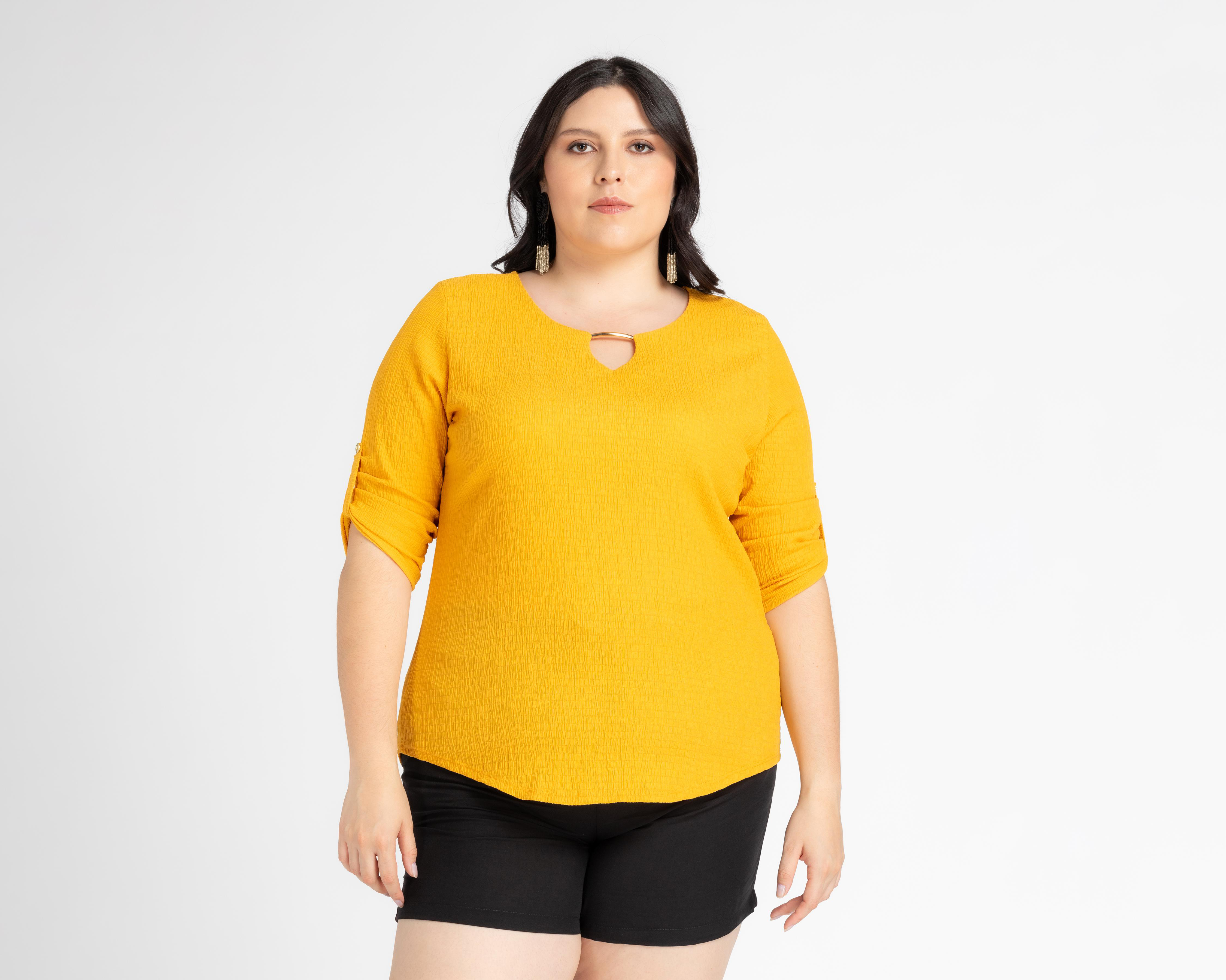 Blusa Lady Sun Manga 3/4 Amarilla