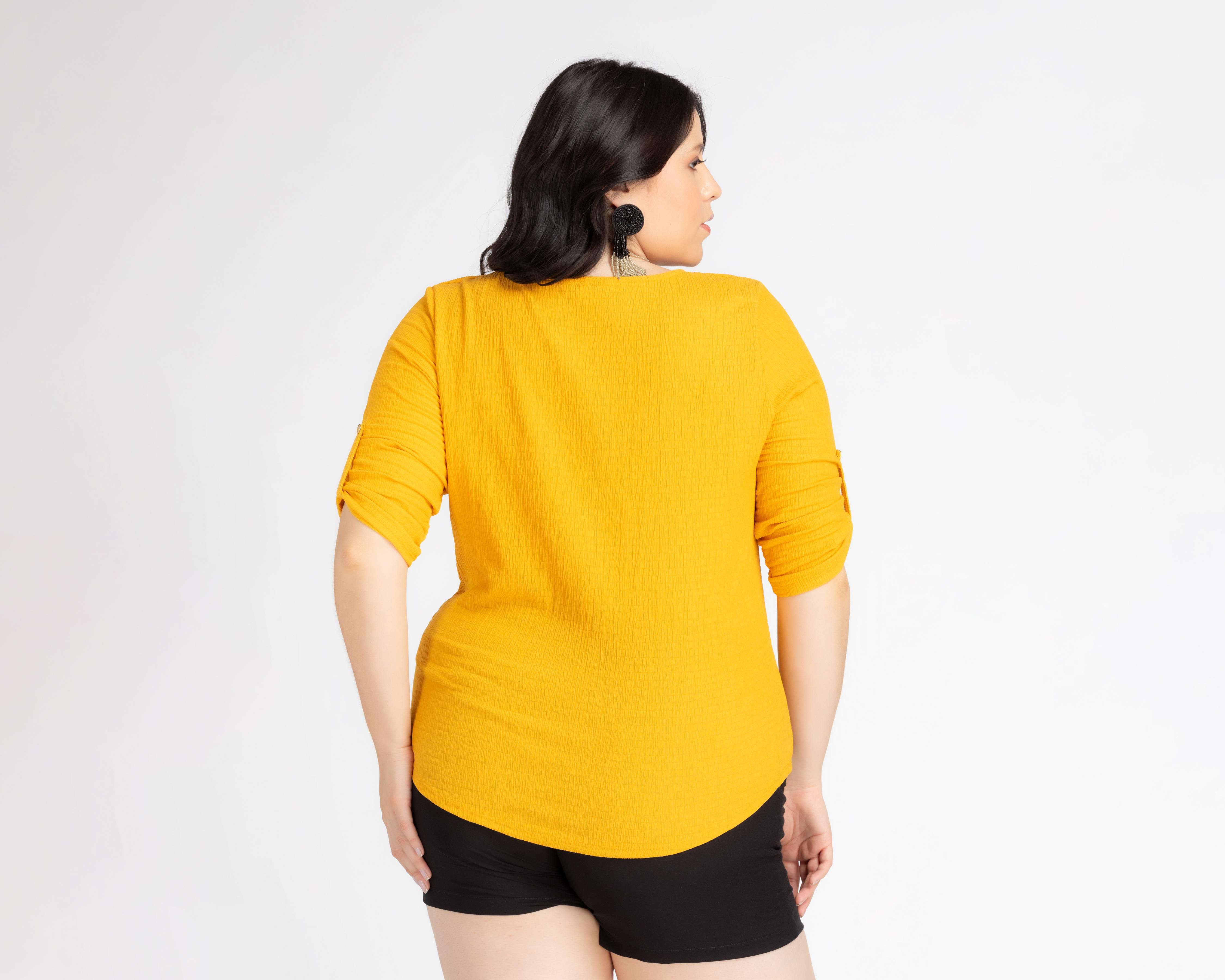 Foto 4 pulgar | Blusa Lady Sun Manga 3/4 Amarilla