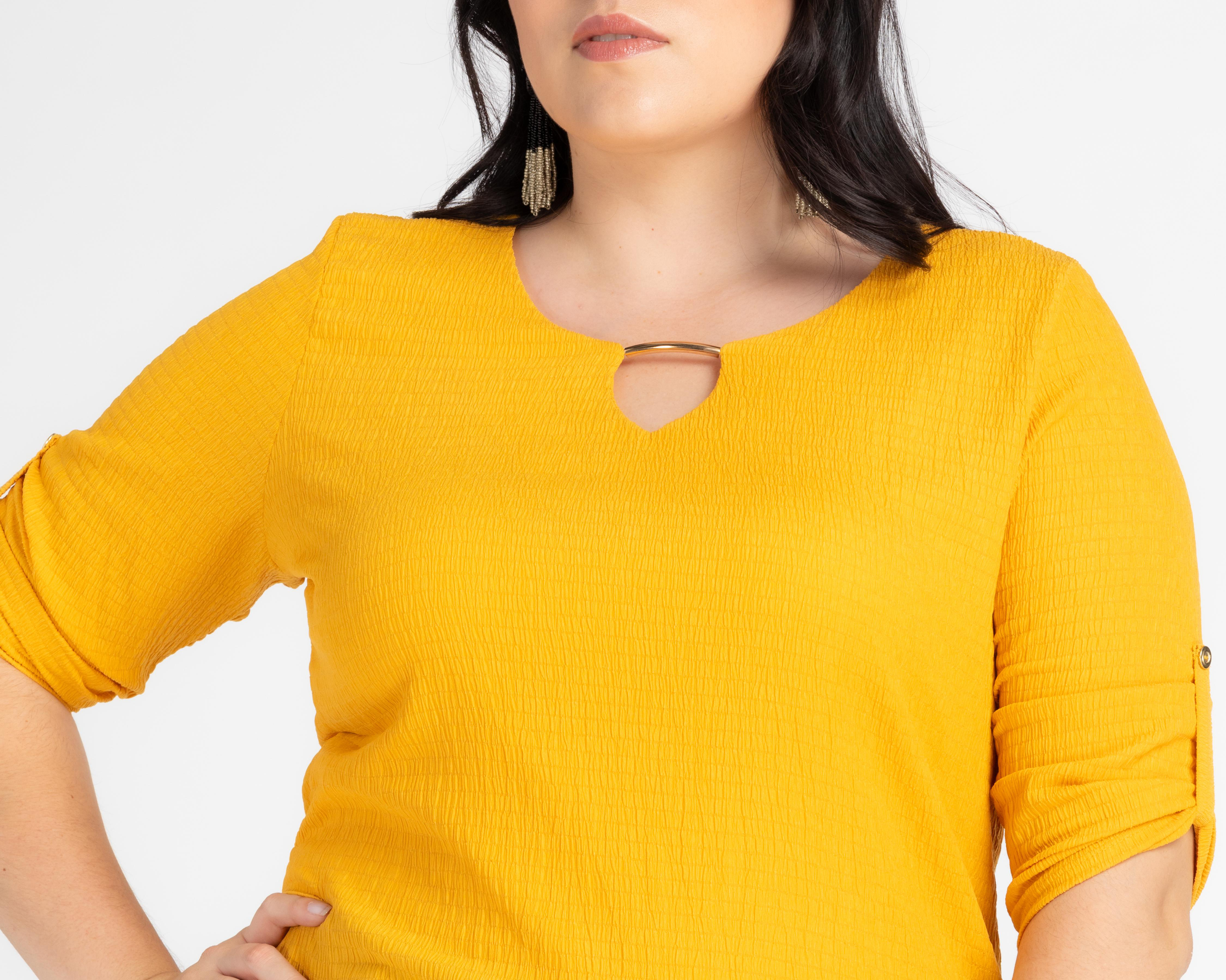 Foto 5 pulgar | Blusa Lady Sun Manga 3/4 Amarilla