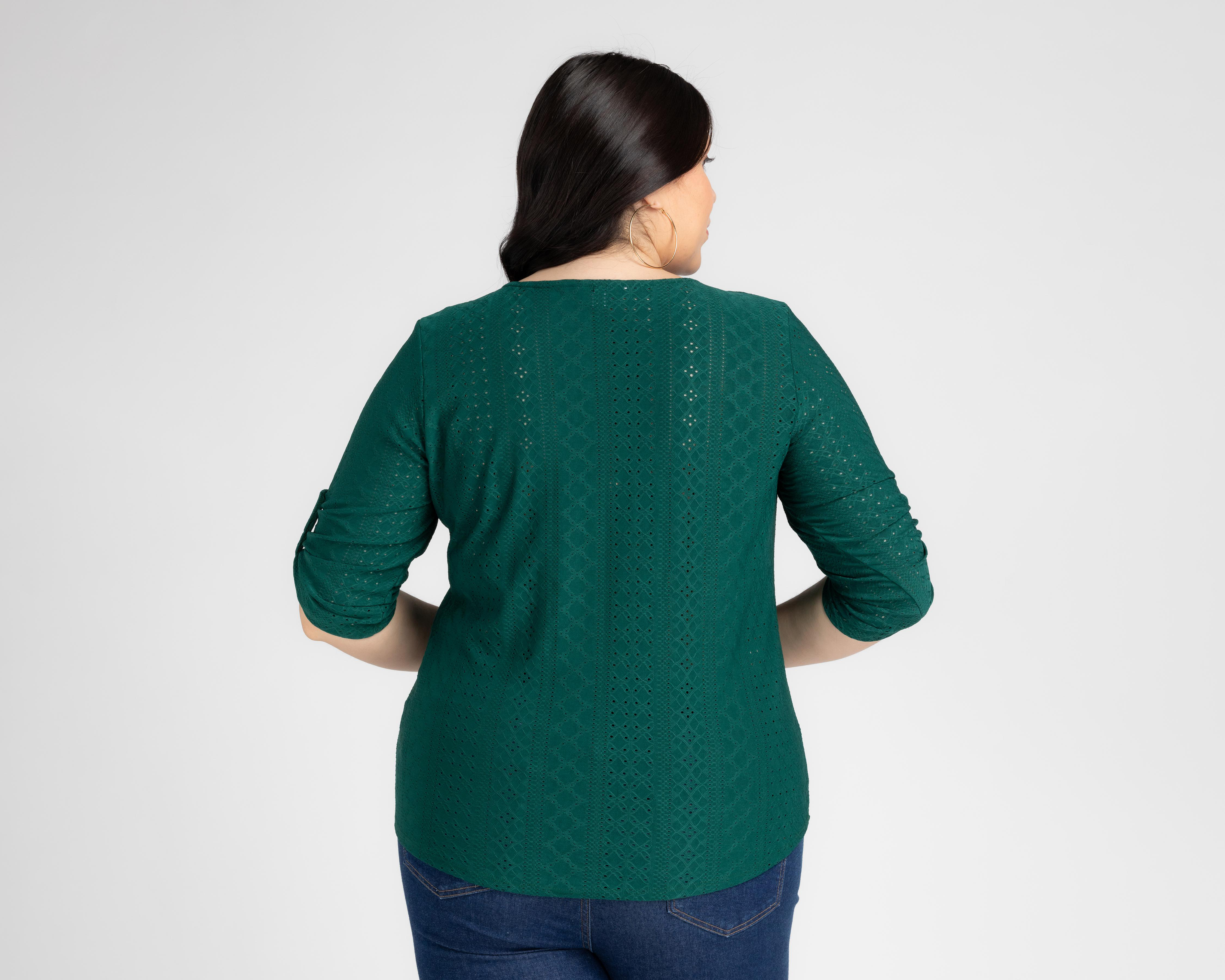 Foto 4 | Blusa Lady Sun Manga 3/4 Verde Esmeralda