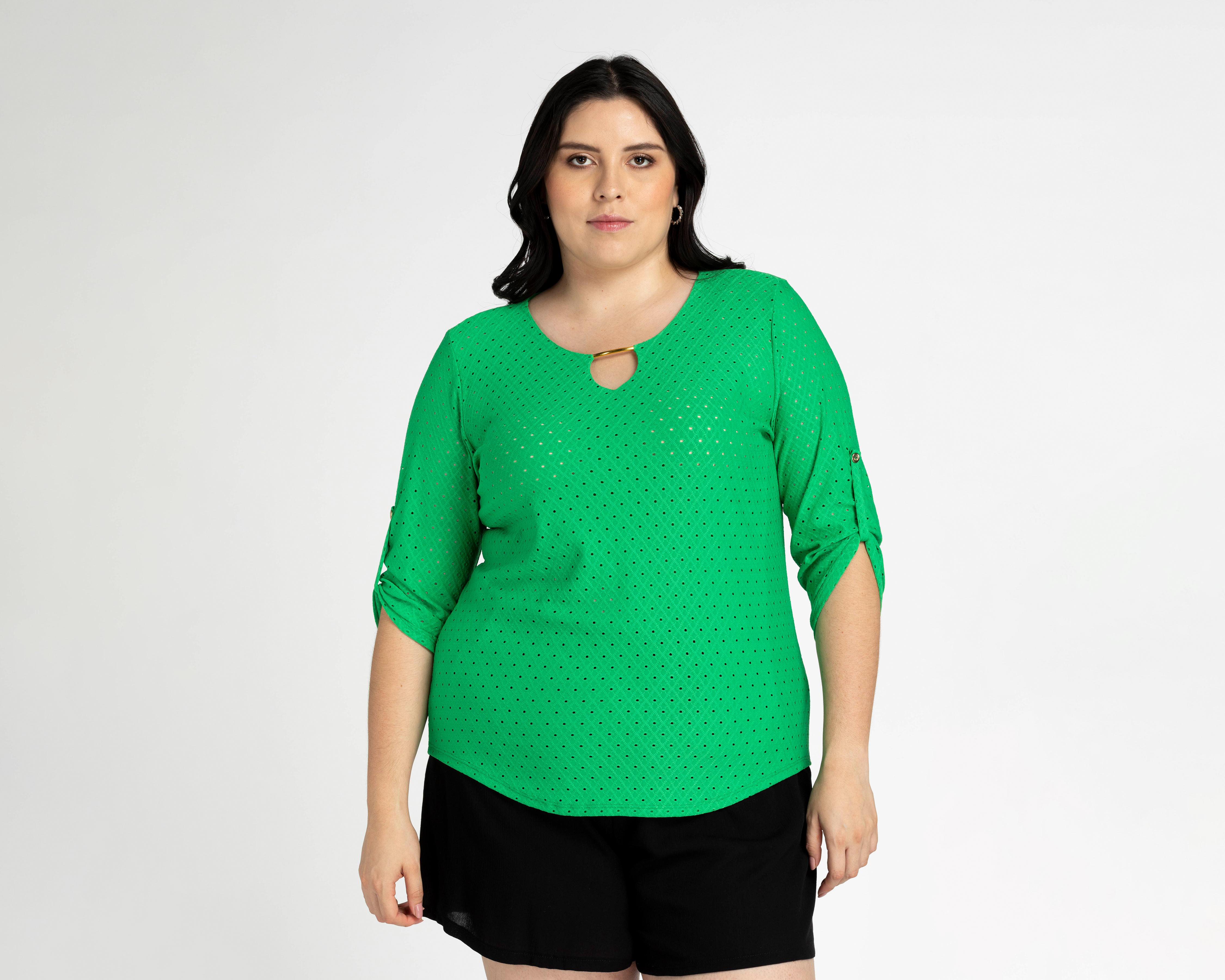 Foto 2 pulgar | Blusa Lady Sun Manga 3/4 Verde