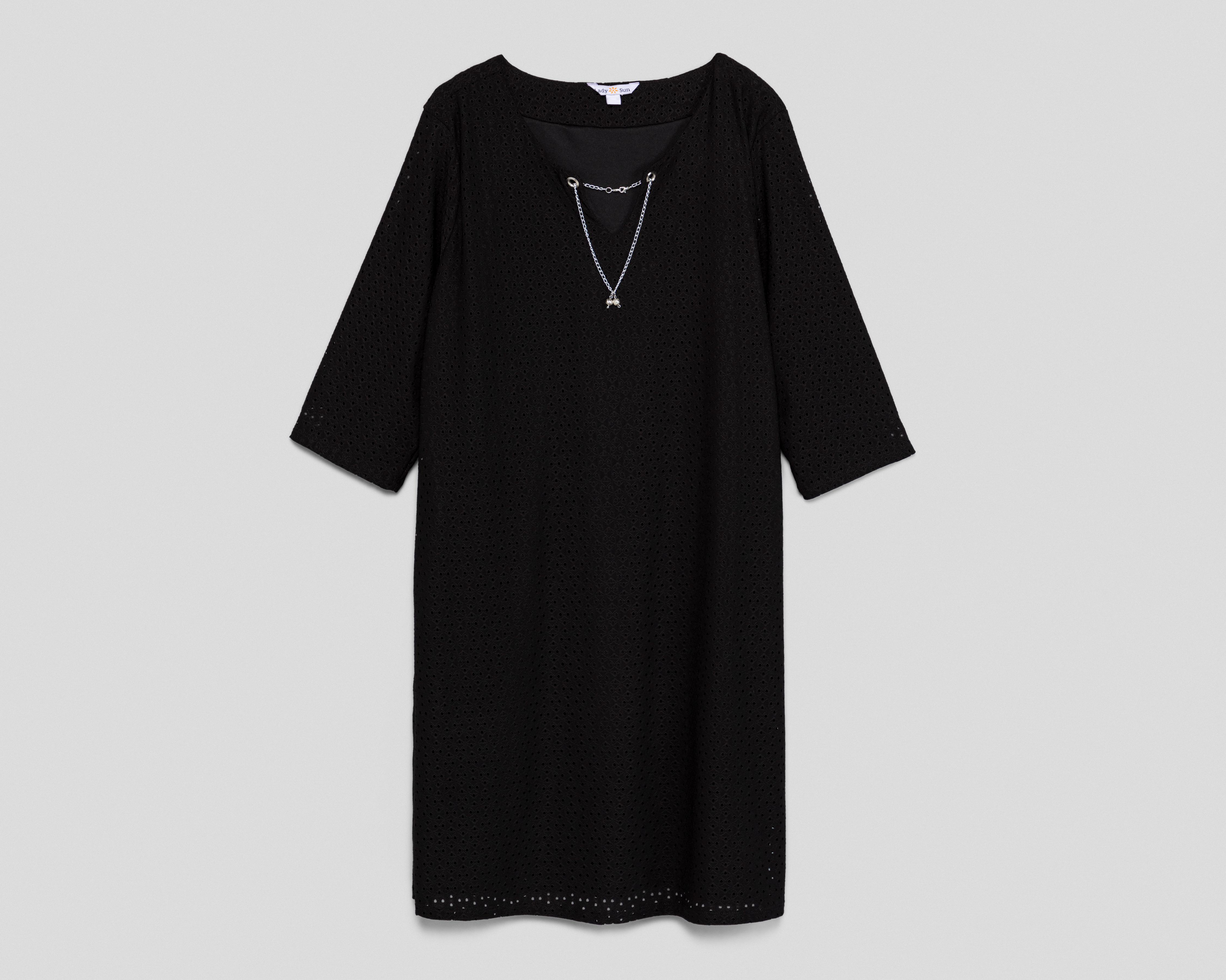 Foto 2 pulgar | Vestido Casual Sahara Negro Escote V con Collar