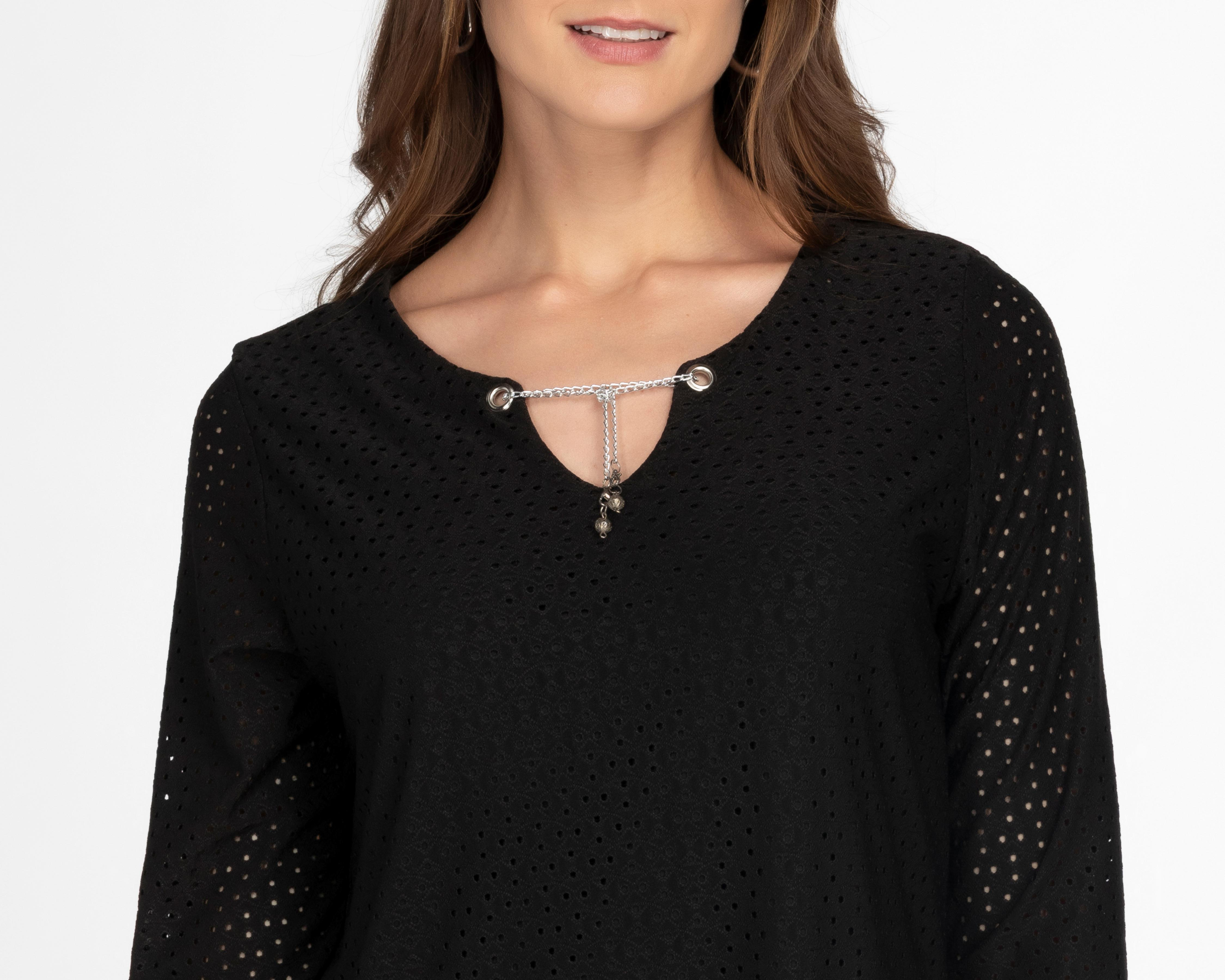 Foto 5 pulgar | Vestido Casual Sahara Negro Escote V con Collar