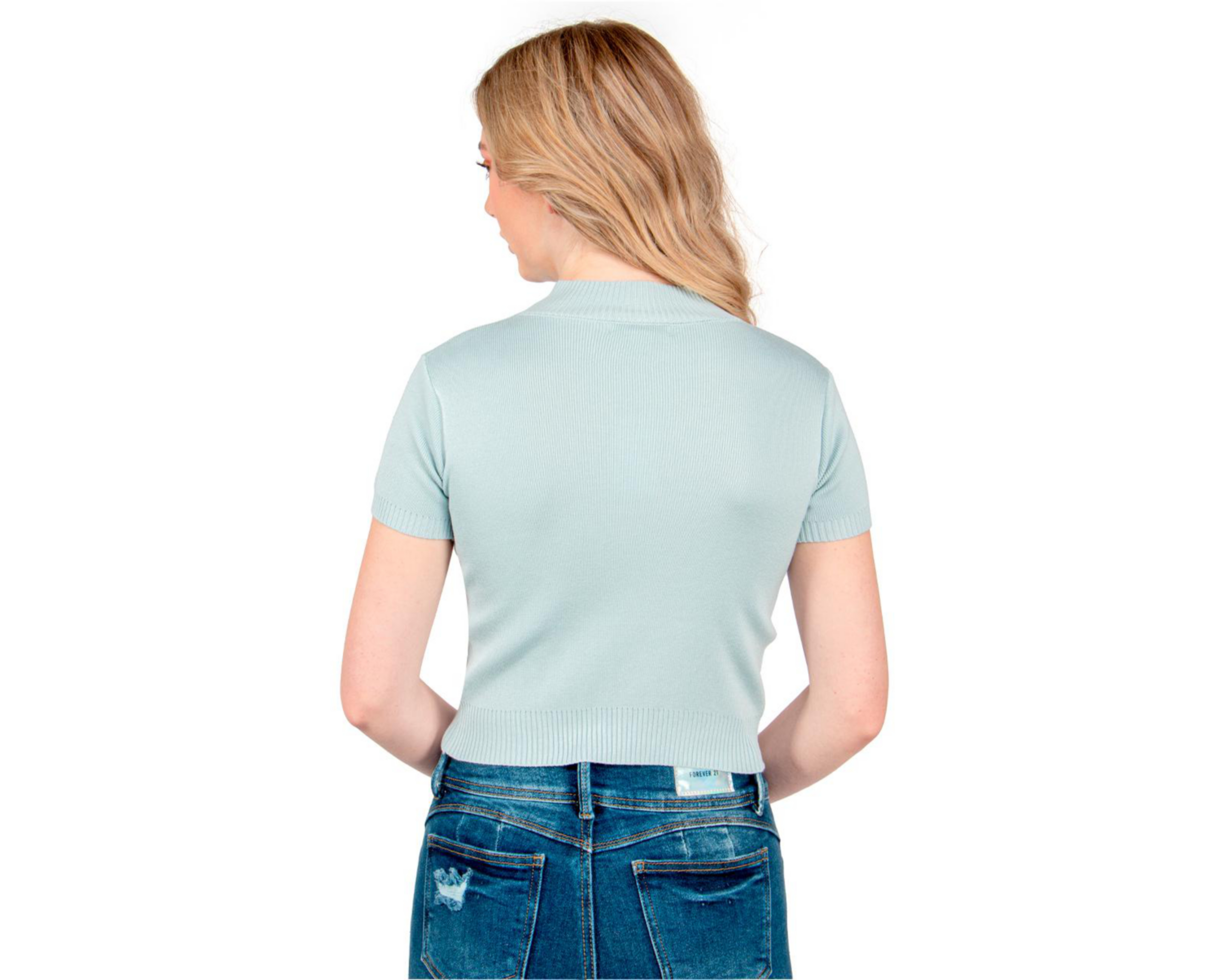 Foto 4 pulgar | Playera Forever 21 Azul para Mujer