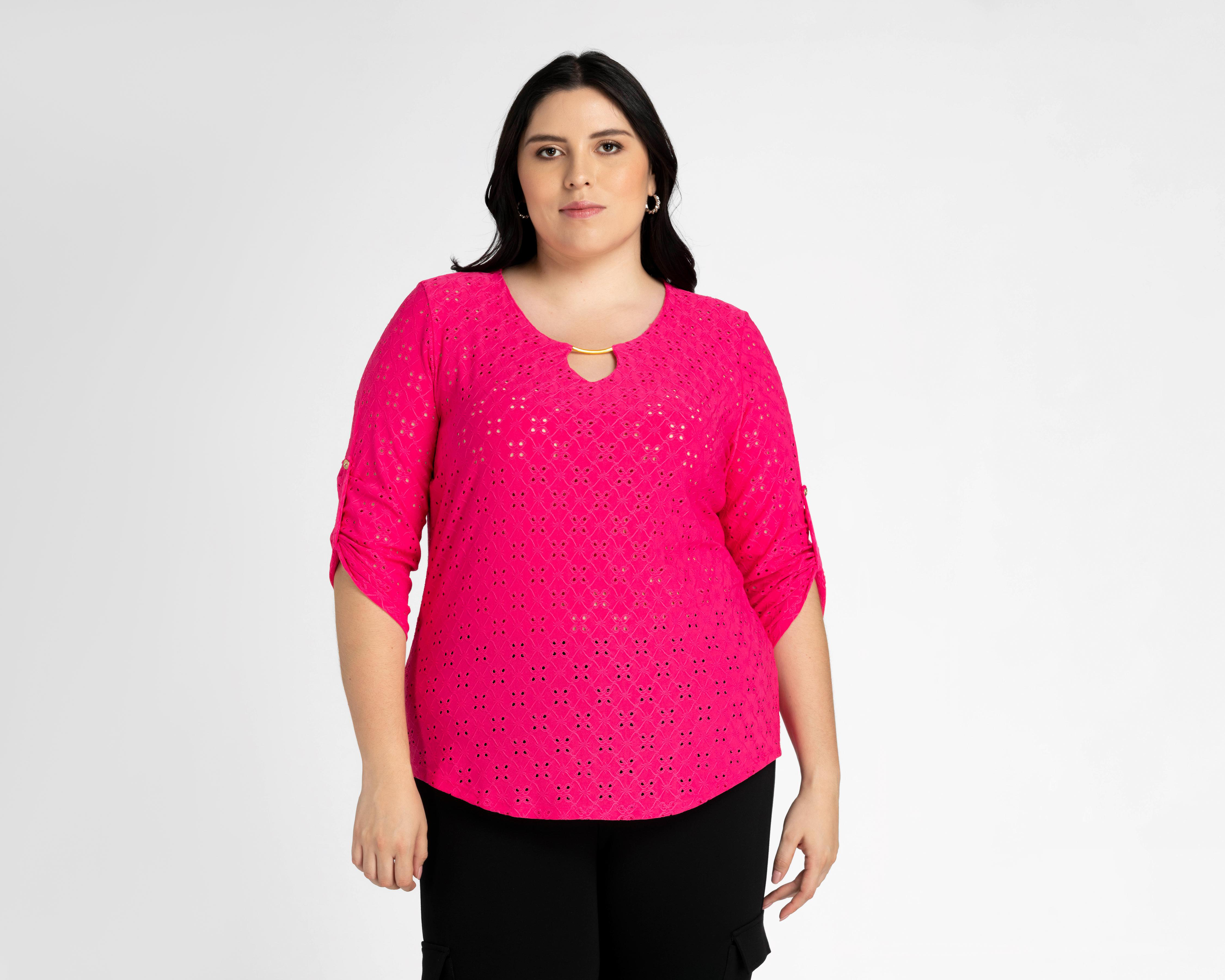 Foto 2 pulgar | Blusa Lady Sun Manga 3/4 Fucsia