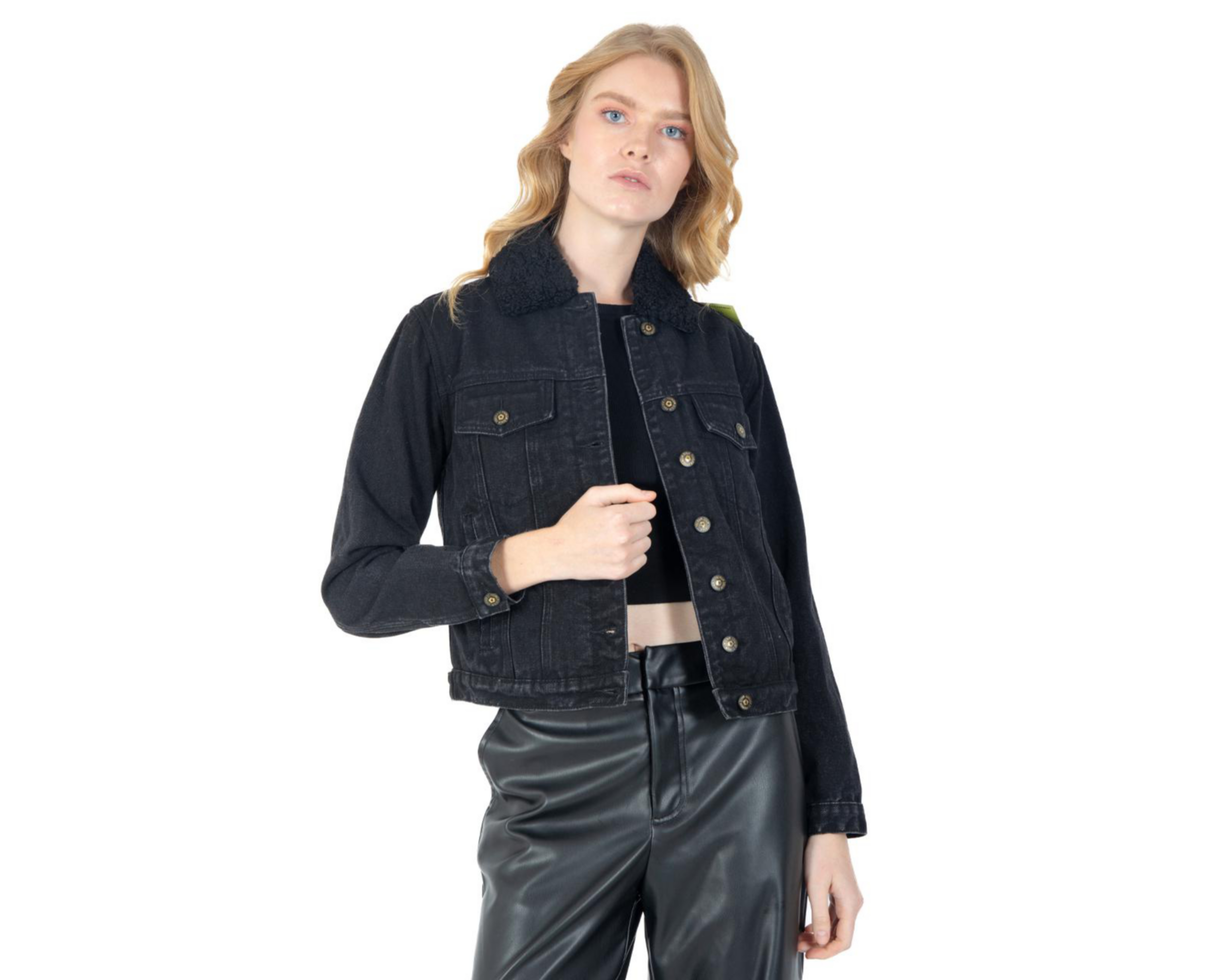 Foto 1 | Chamarra de Mezclilla Negra Forever 21 para Mujer
