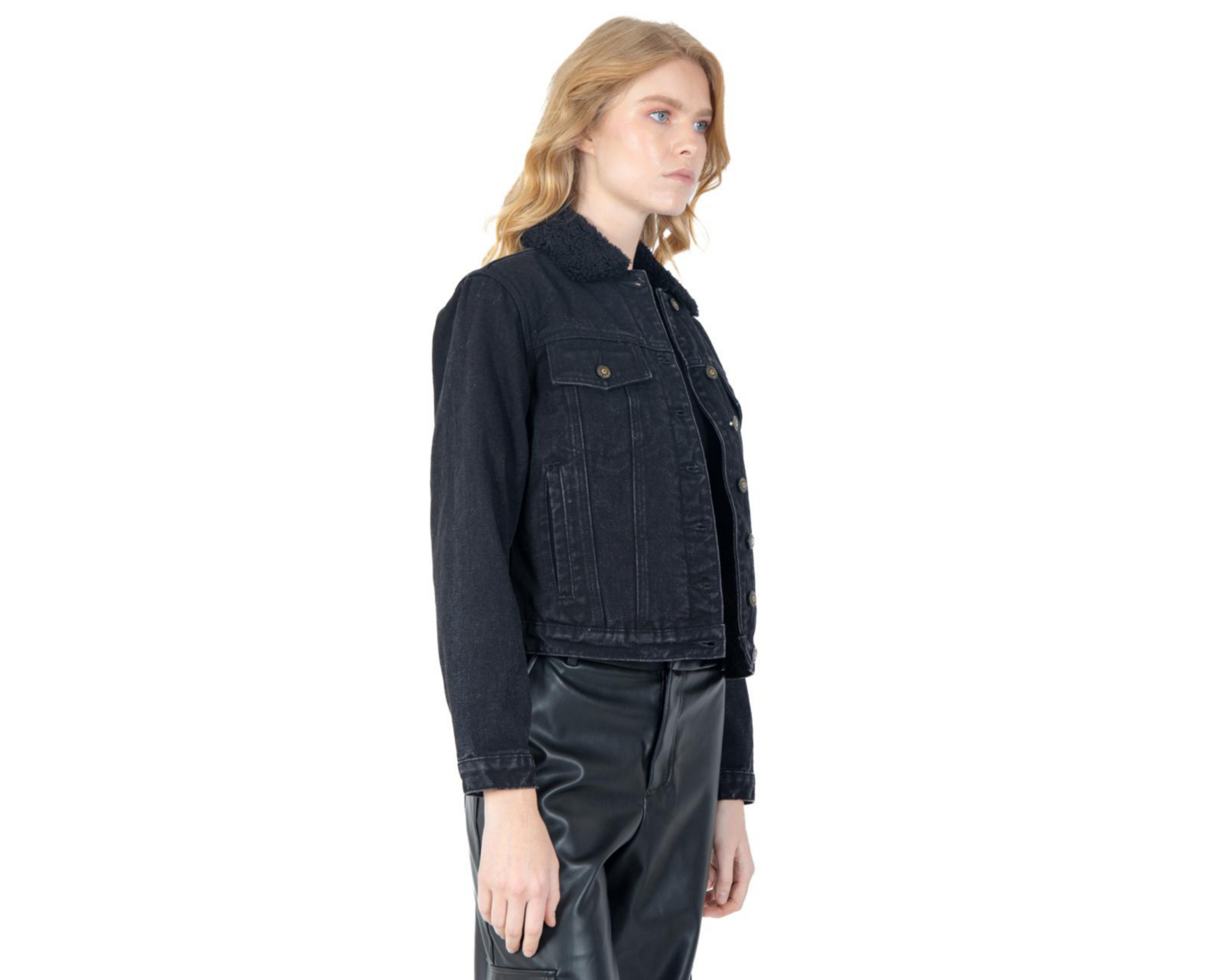 Foto 2 | Chamarra de Mezclilla Negra Forever 21 para Mujer