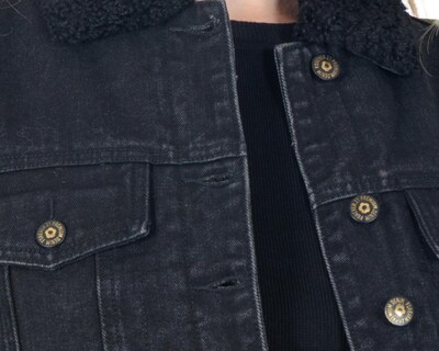Foto 4 | Chamarra de Mezclilla Negra Forever 21 para Mujer