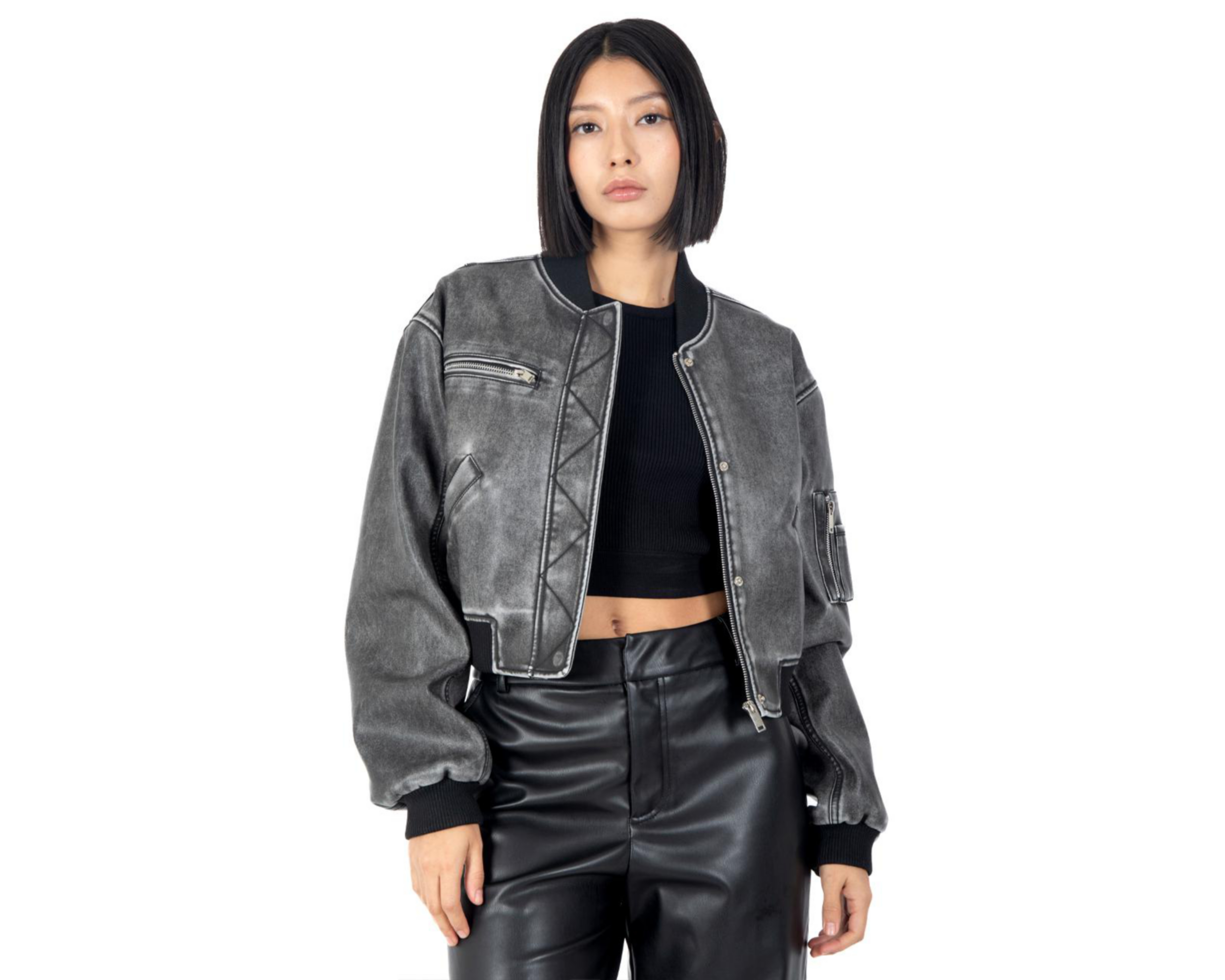 Chamarra Negra Forever 21 para Mujer