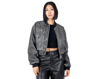 Foto 1 | Chamarra Negra Forever 21 para Mujer