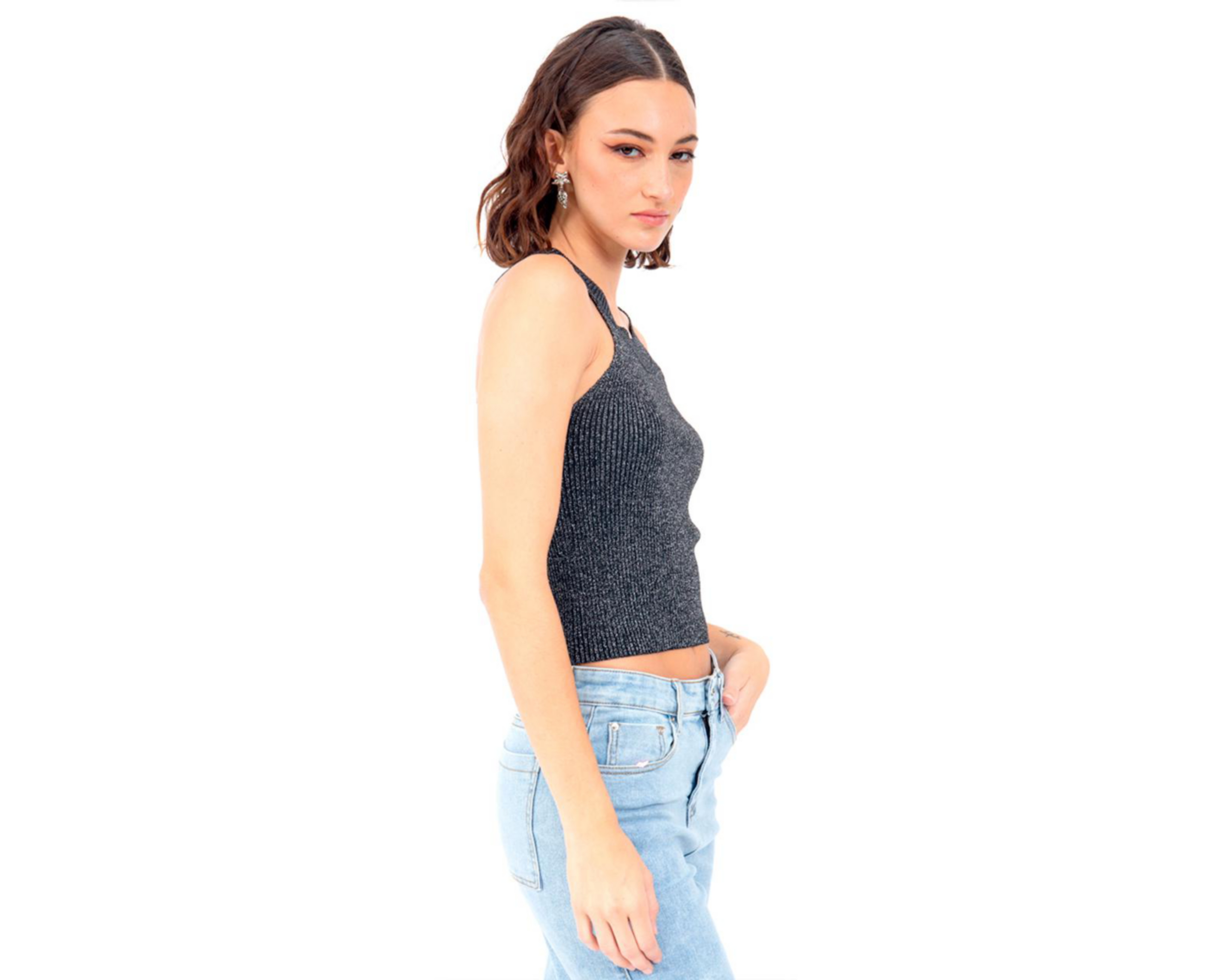 Foto 3 pulgar | Top Crop Forever 21 Plateado para Mujer