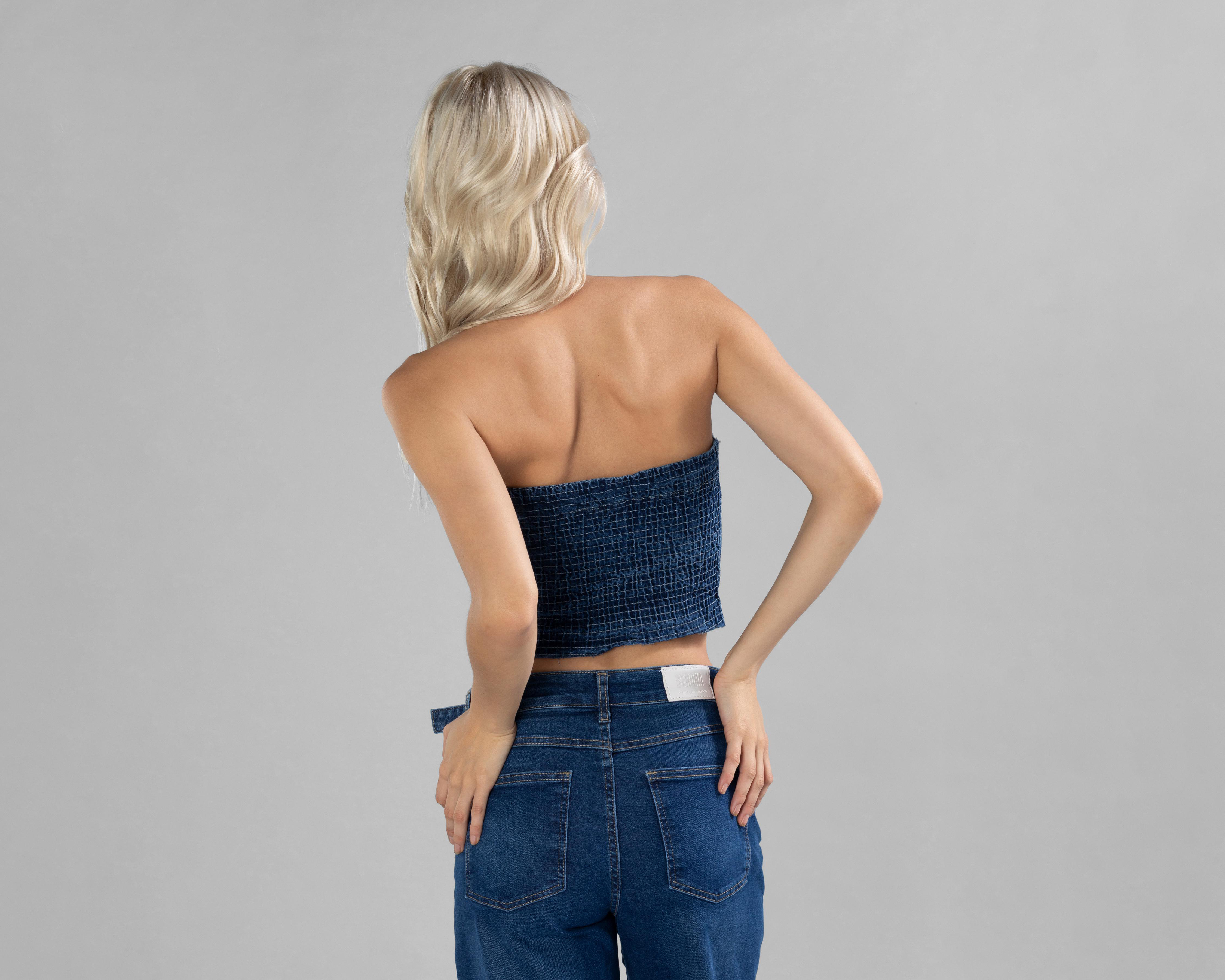 Foto 4 pulgar | Crop Top Strona de Mezclilla para Mujer