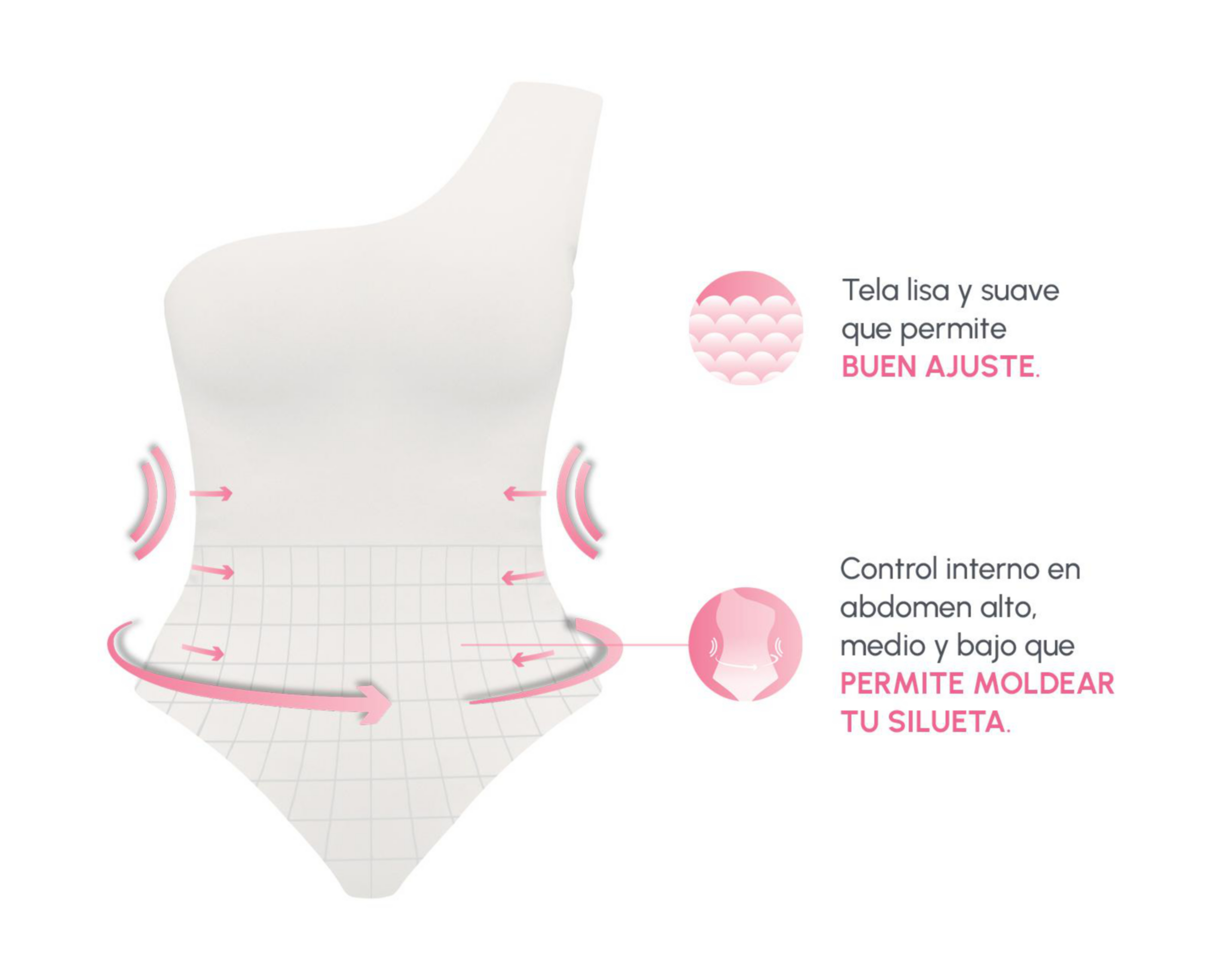 Foto 3 pulgar | Body con Control Bella Confidence Escote Asimétrico para Mujer