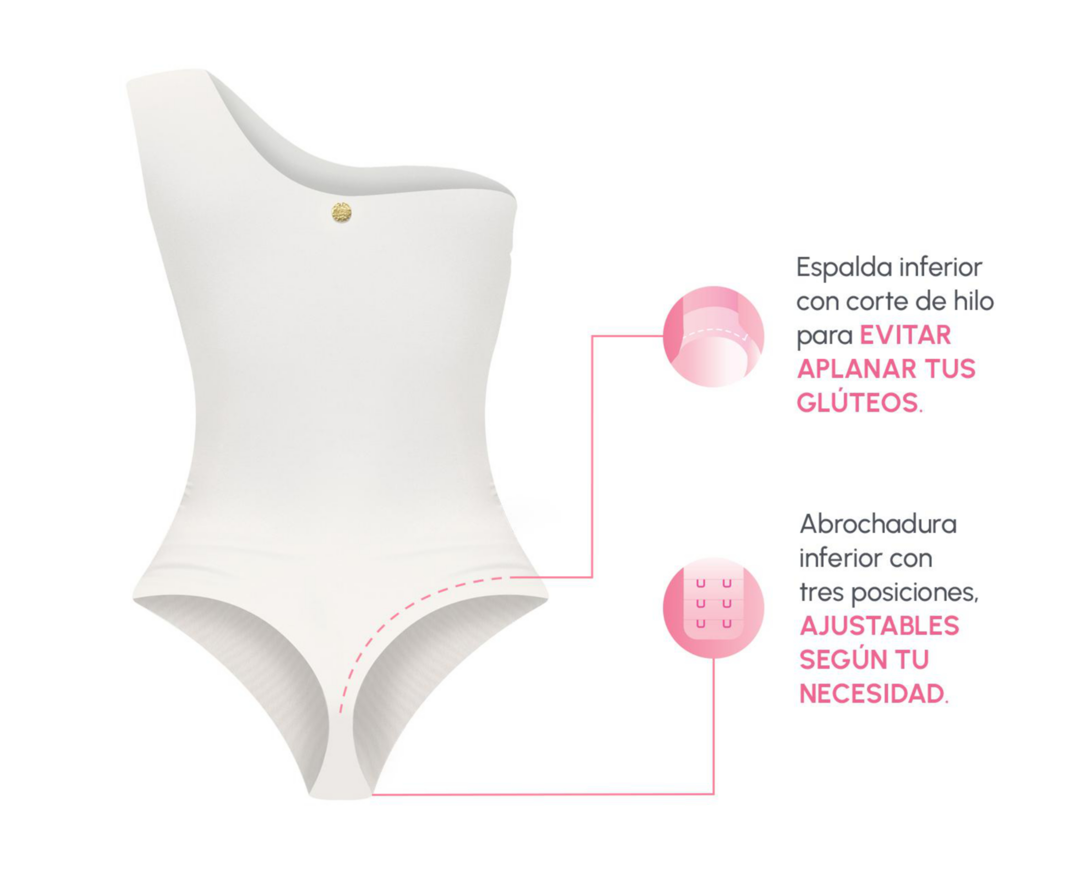 Foto 4 pulgar | Body con Control Bella Confidence Escote Asimétrico para Mujer