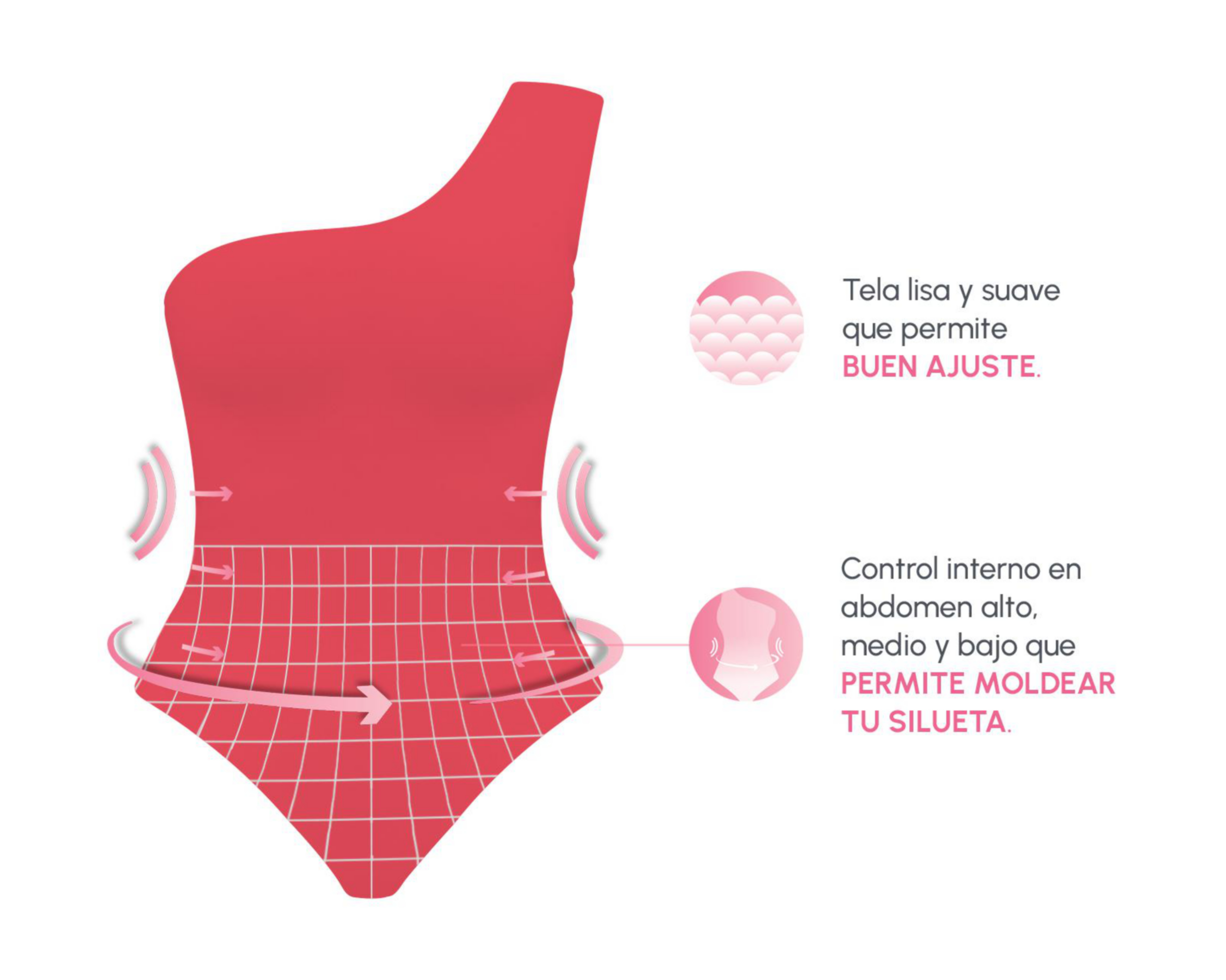 Foto 3 | Body con Control Bella Confidence Escote Asimétrico para Mujer