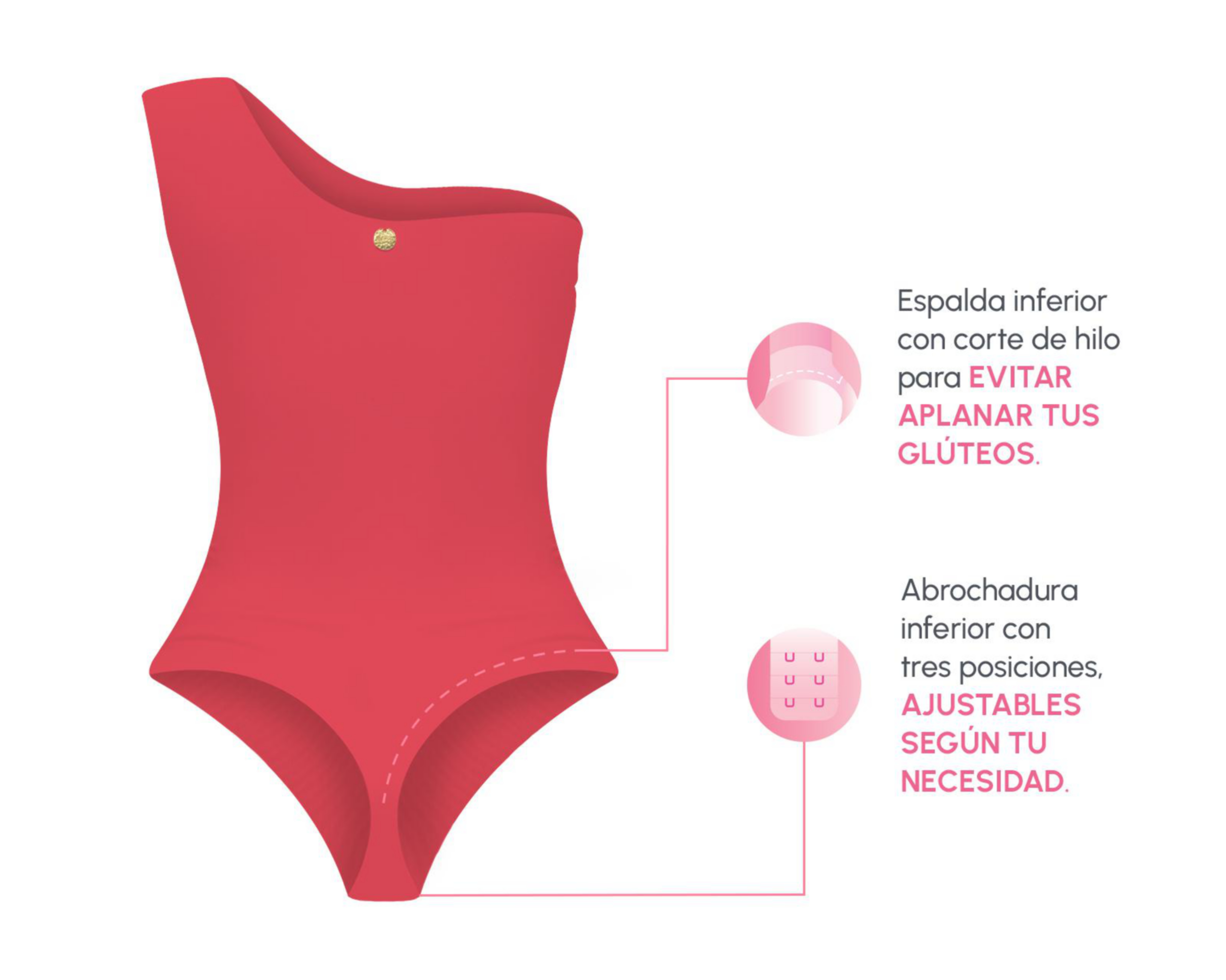 Foto 4 | Body con Control Bella Confidence Escote Asimétrico para Mujer