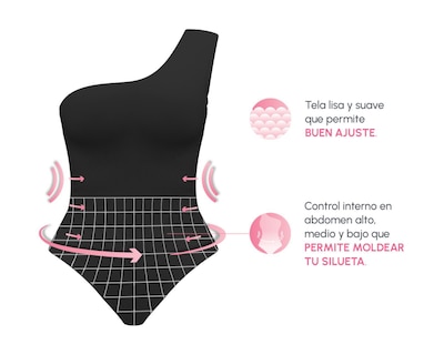 Foto 2 | Body con Control Bella Confidence Escote Asimétrico para Mujer