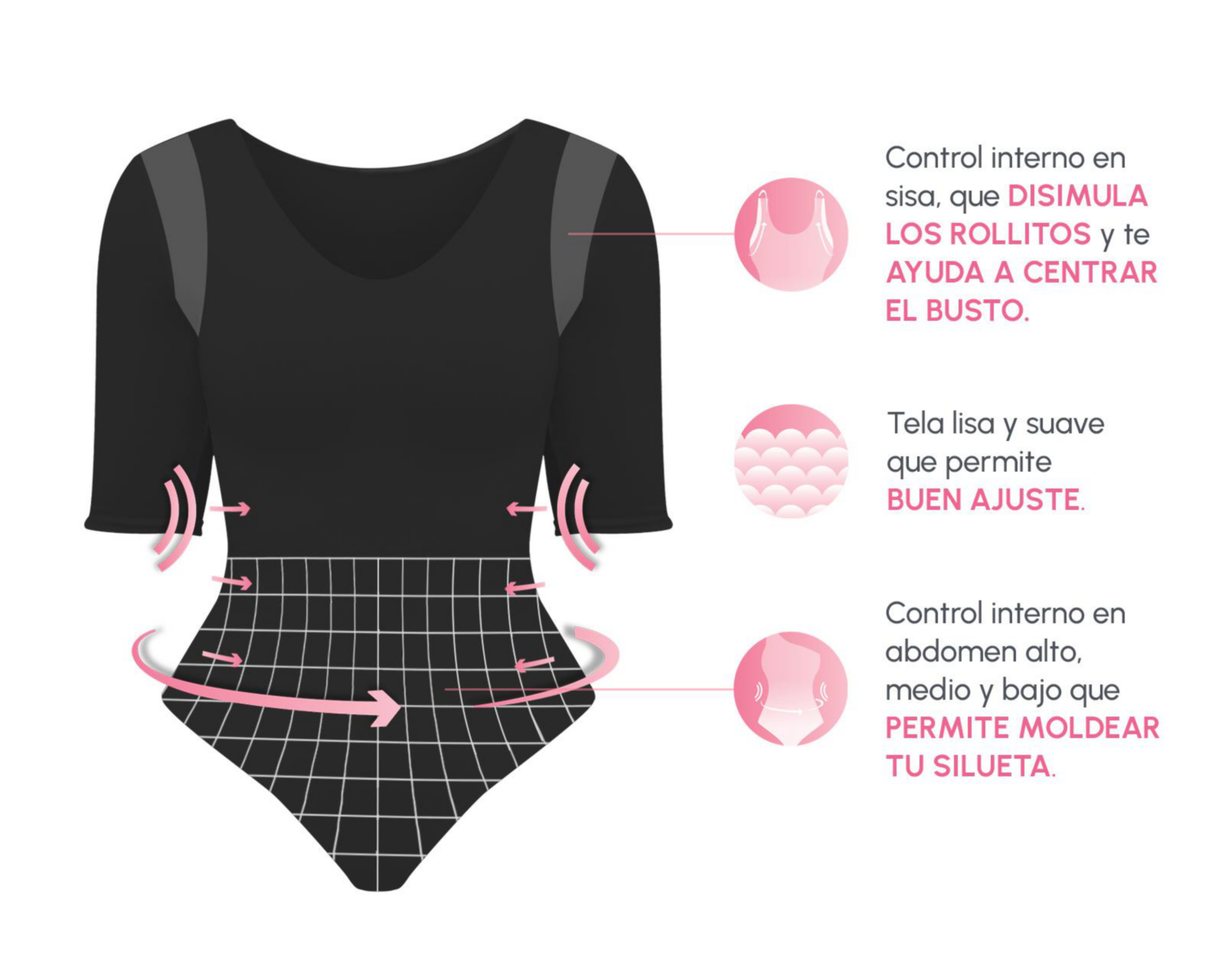 Foto 3 | Body con Control Bella Confidence Escote Profundo para Mujer
