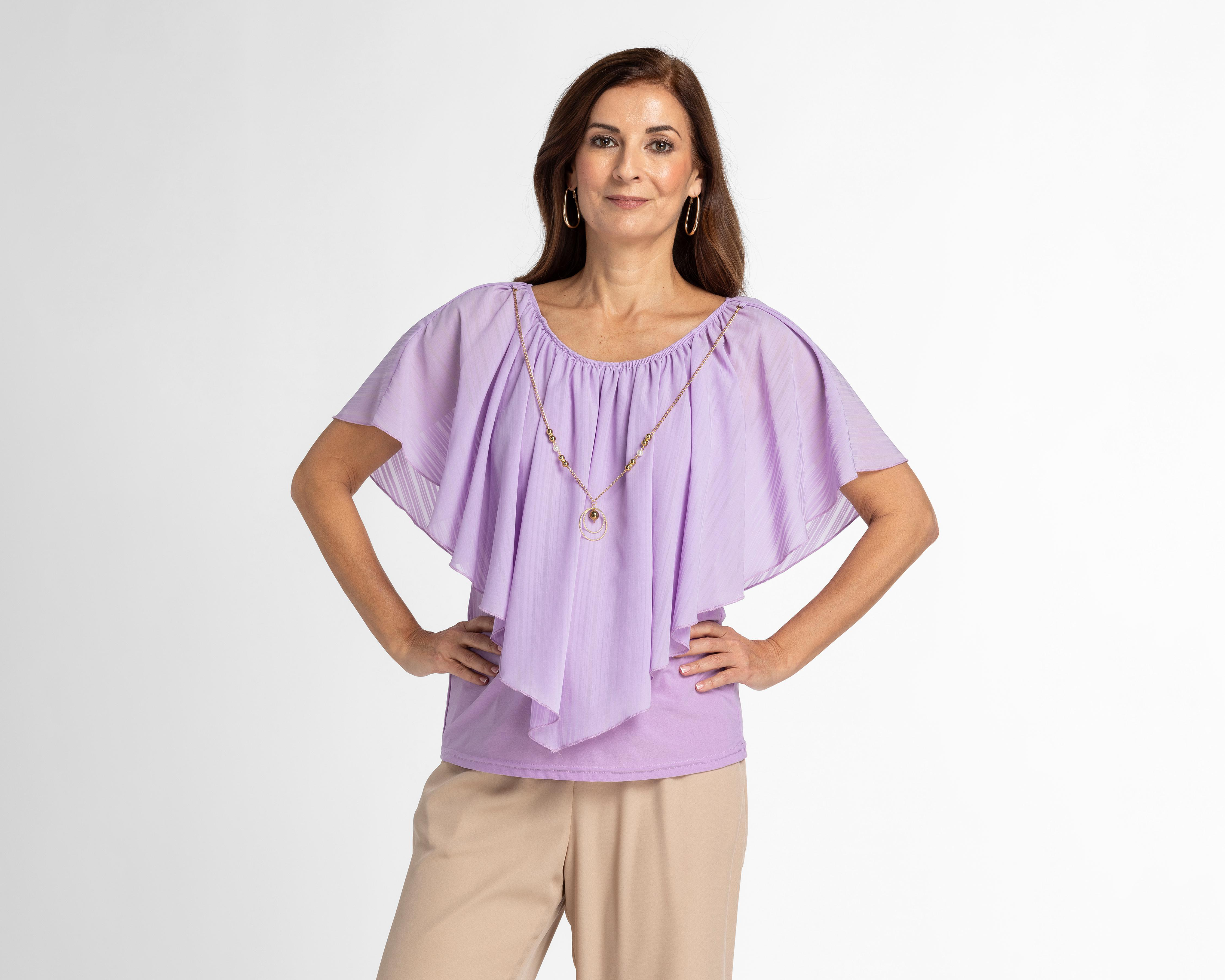 Foto 2 pulgar | Blusa Lady Sun con Capa y Collar