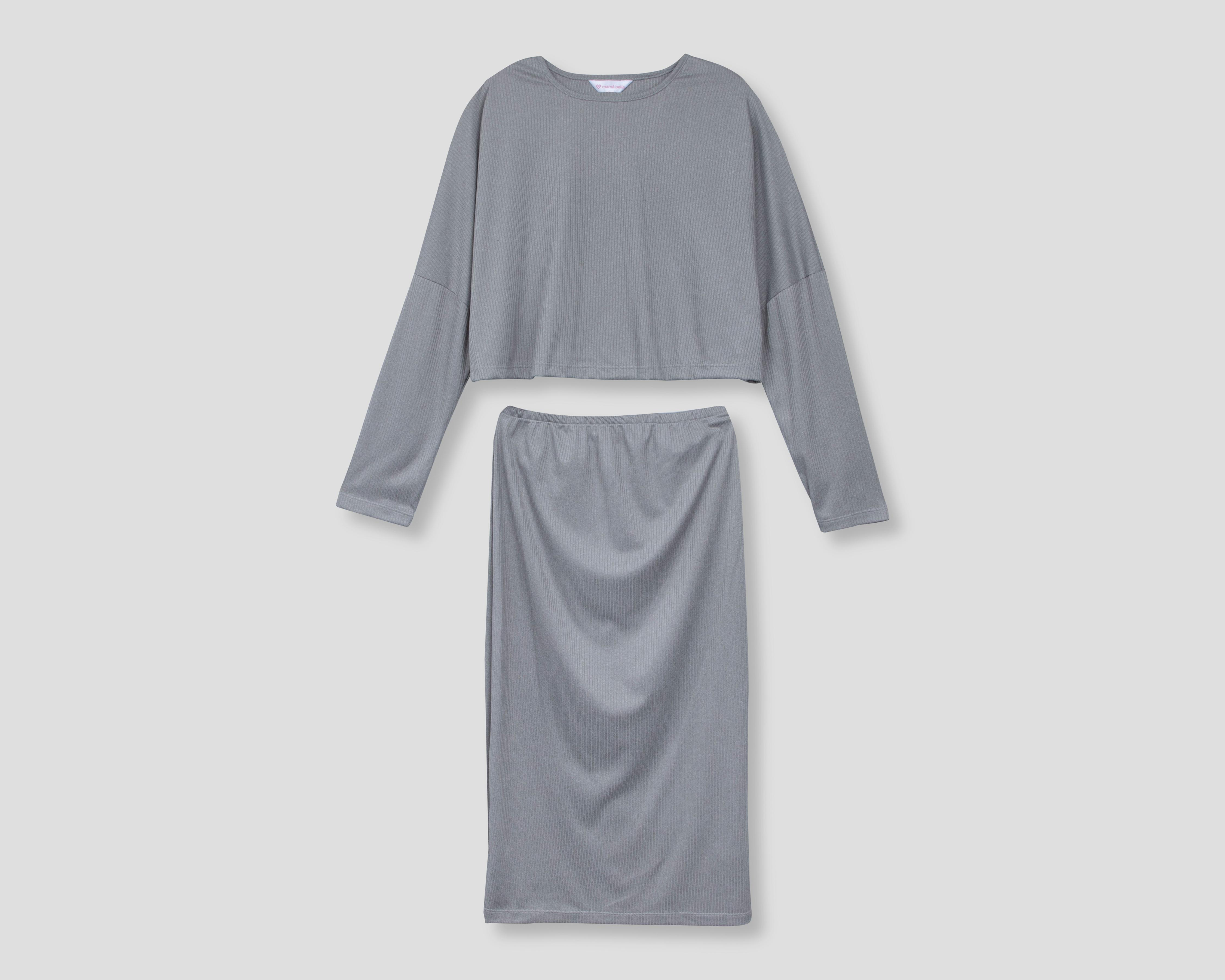 Foto 1 | Blusa y Falda de Maternidad Mamá Bella Gris