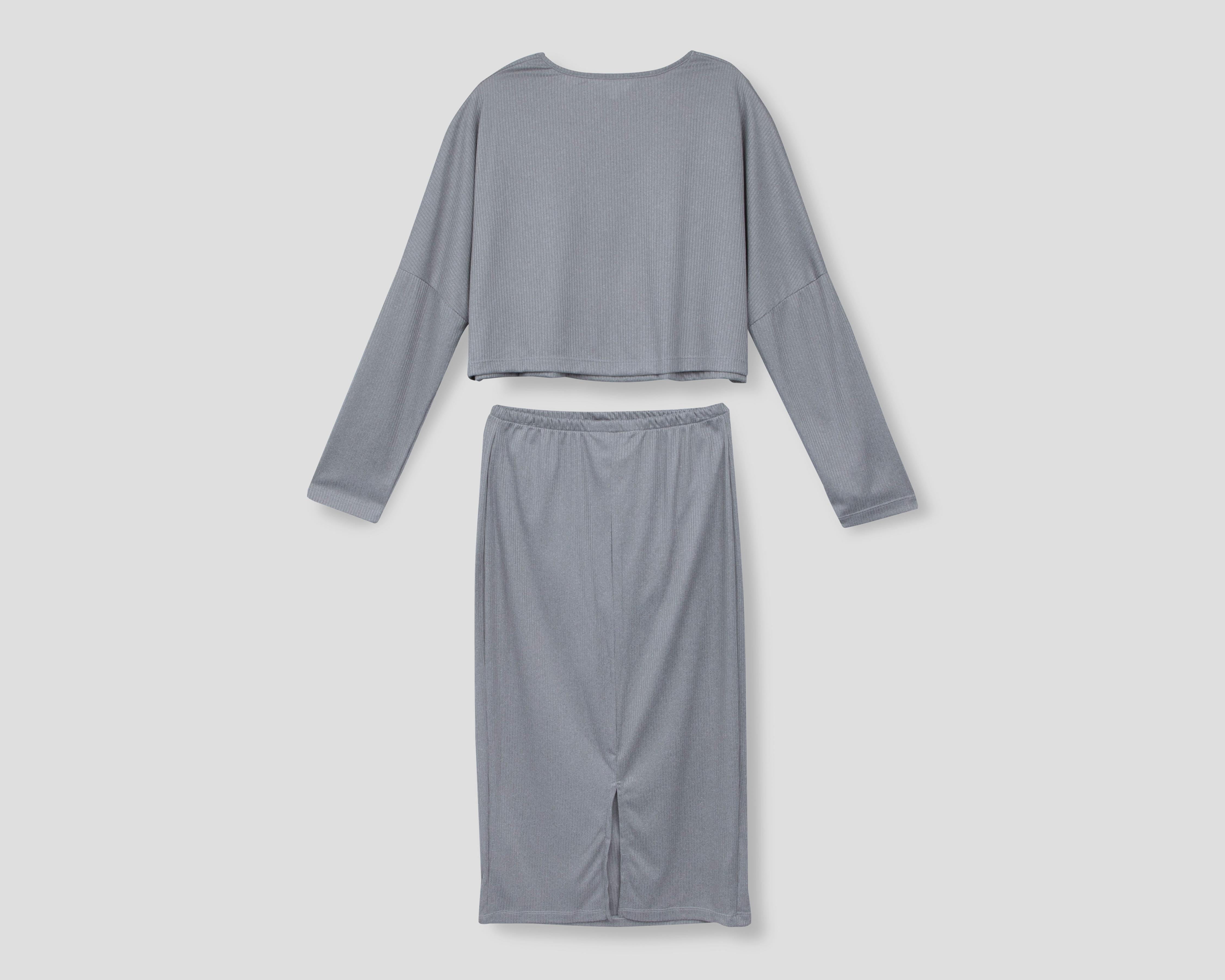 Foto 3 pulgar | Blusa y Falda de Maternidad Mamá Bella Gris