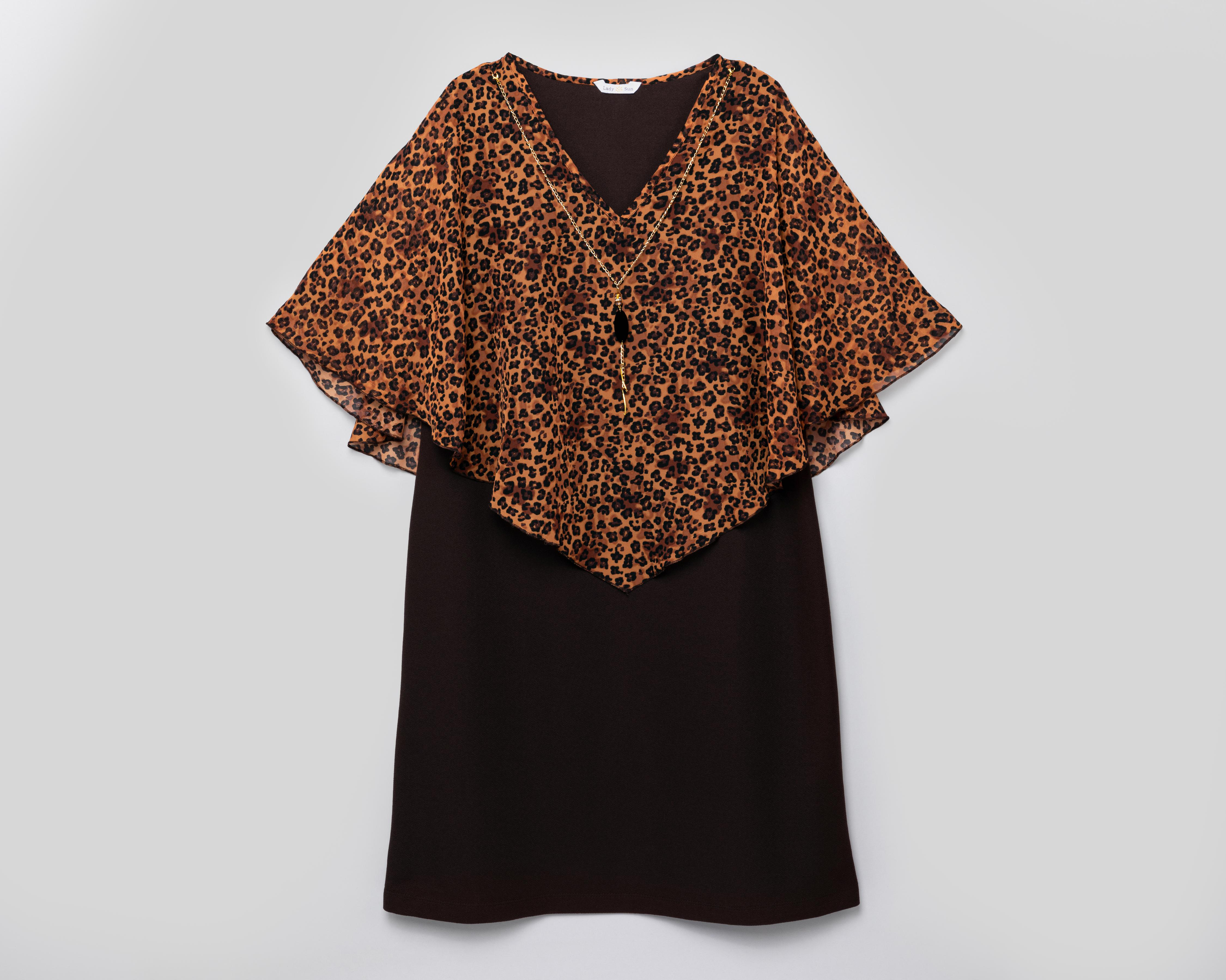 Vestido Lady Sun Coctel Animal Print con Collar