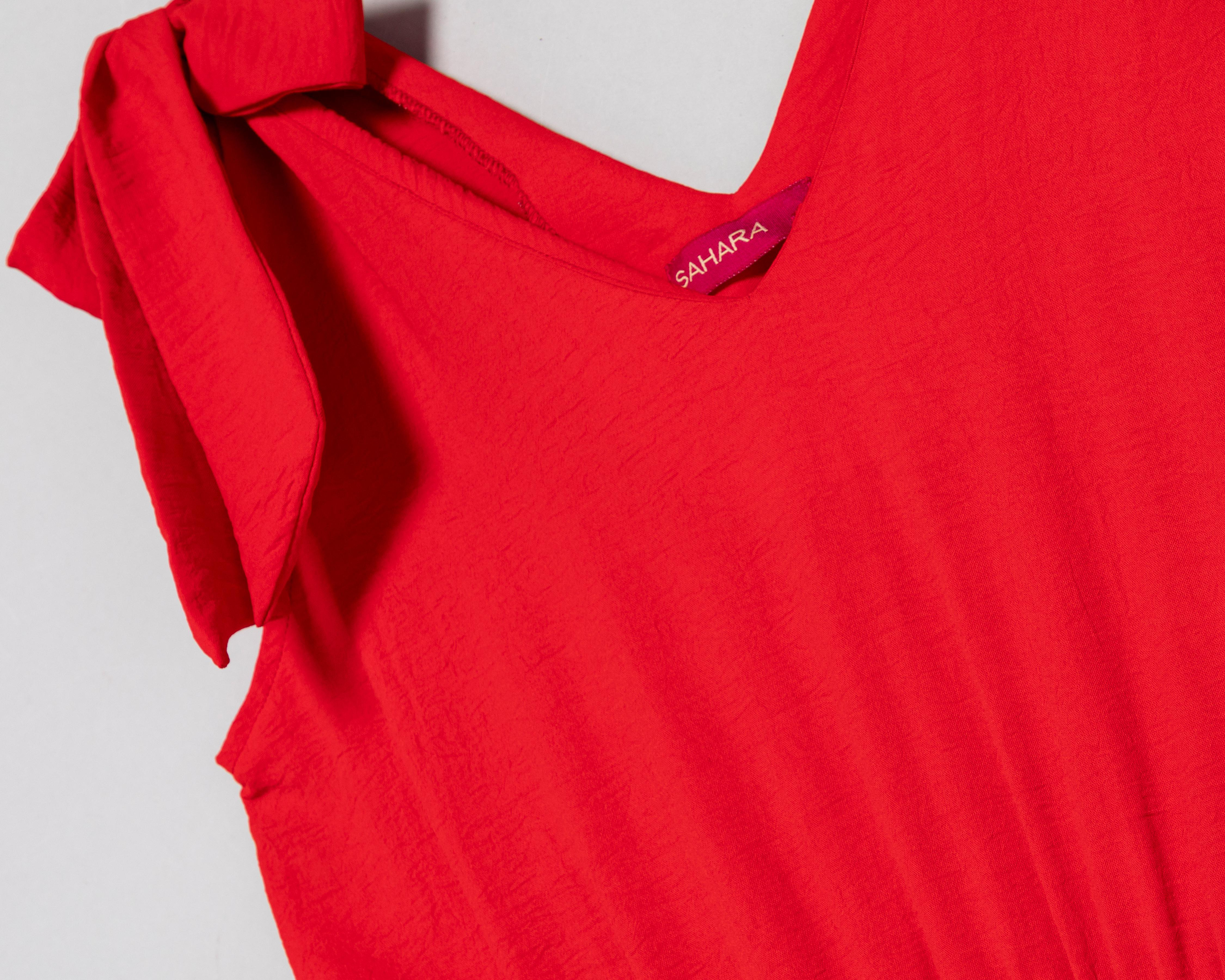 Foto 4 pulgar | Jumper Casual Sahara Rojo Cuello V sin Mangas para Mujer