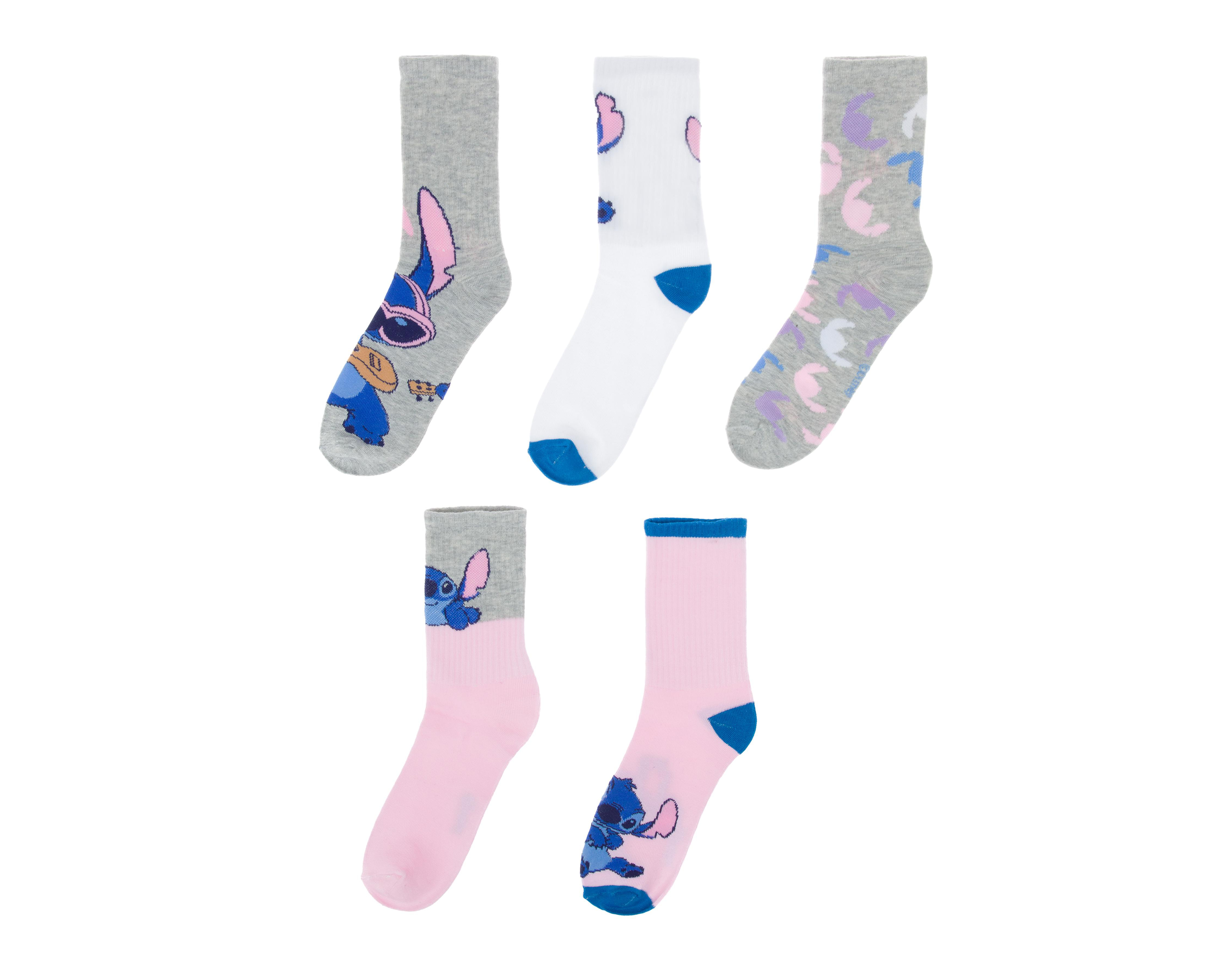 Foto 1 | Calcetas Largas Disney Lilo & Stitch para Mujer 5 Pares
