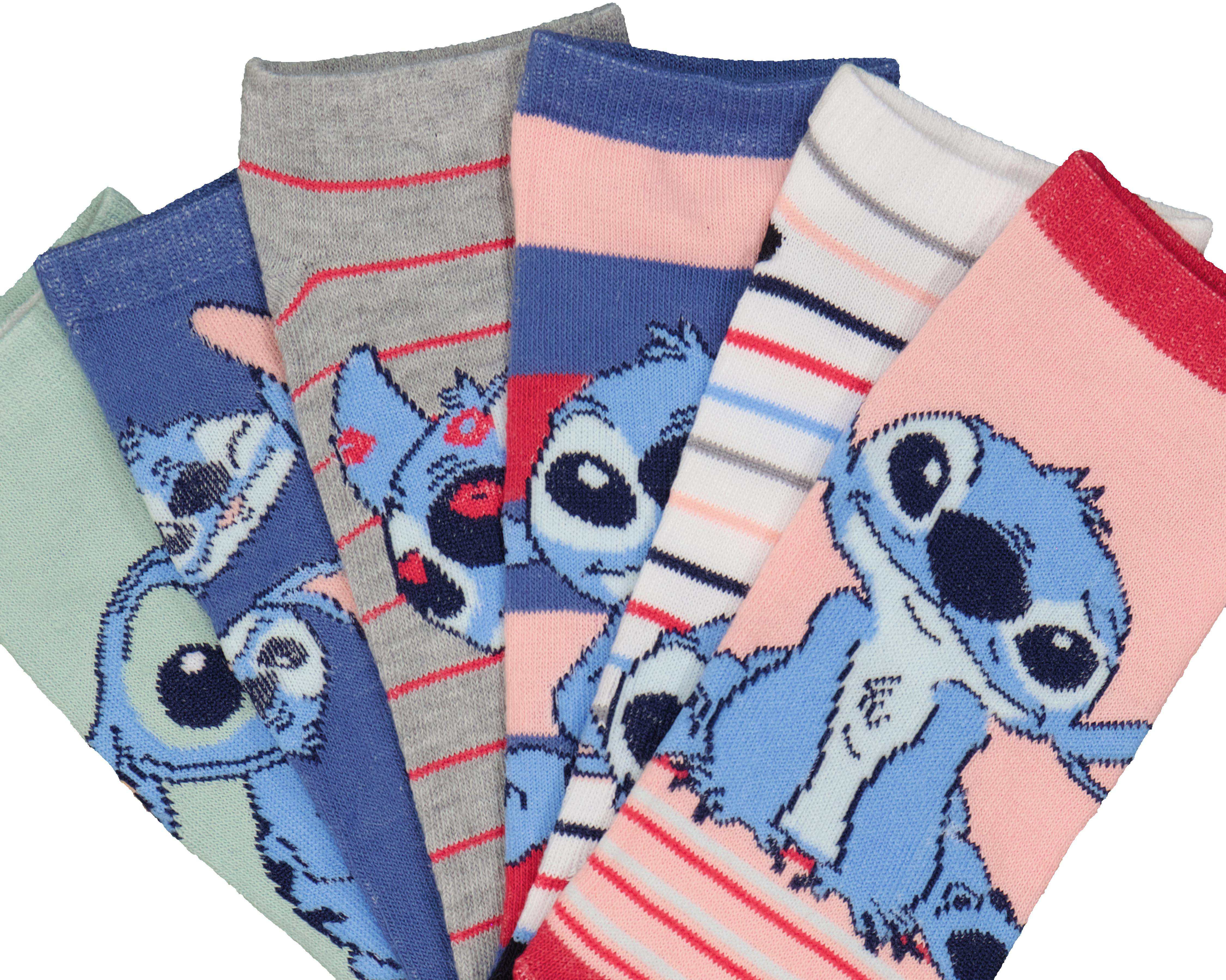 Foto 3 pulgar | Calcetines Disney Stitch para Mujer 6 Pares