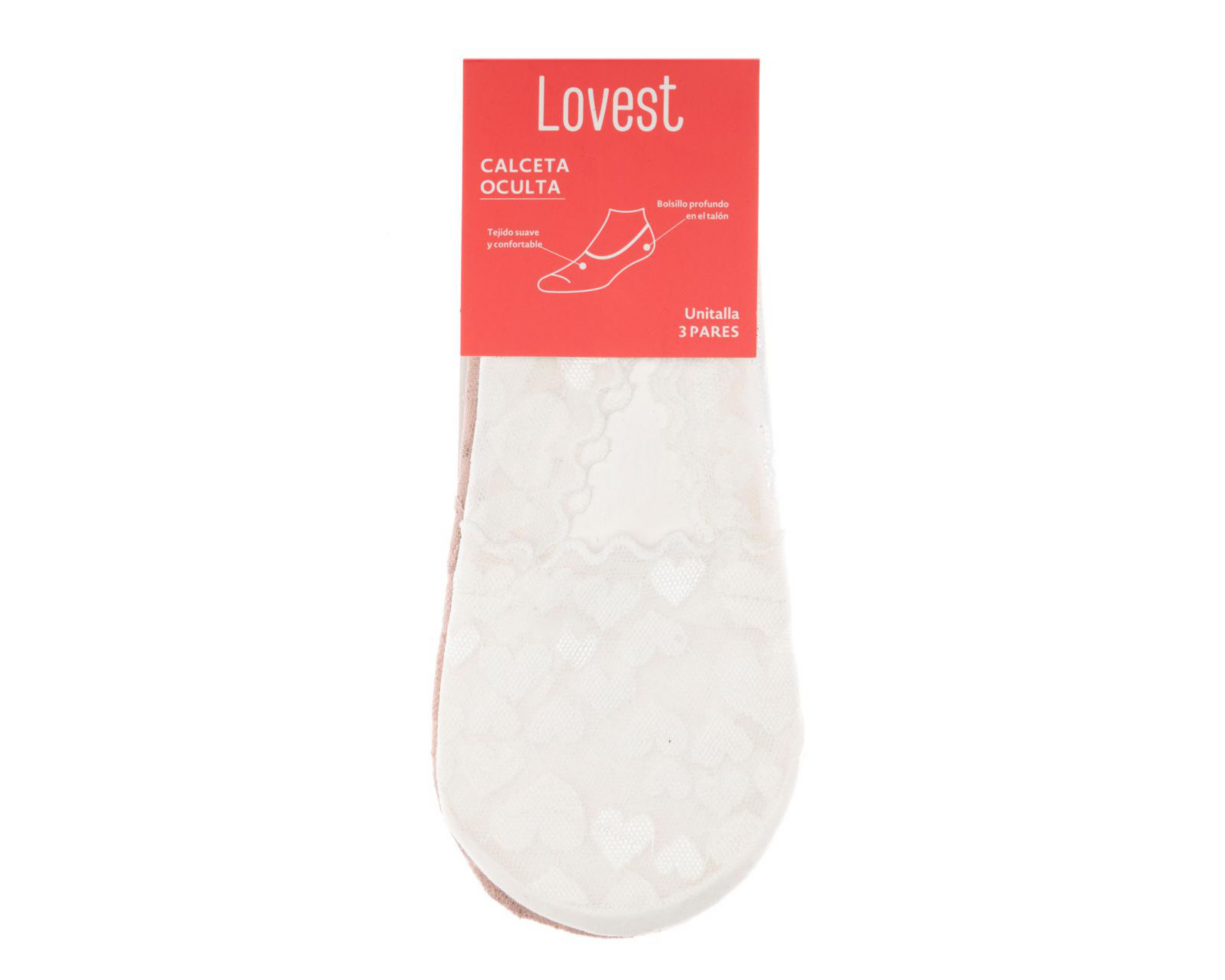 Foto 3 | Calcetas Invisibles Lovest para Mujer 3 Pares