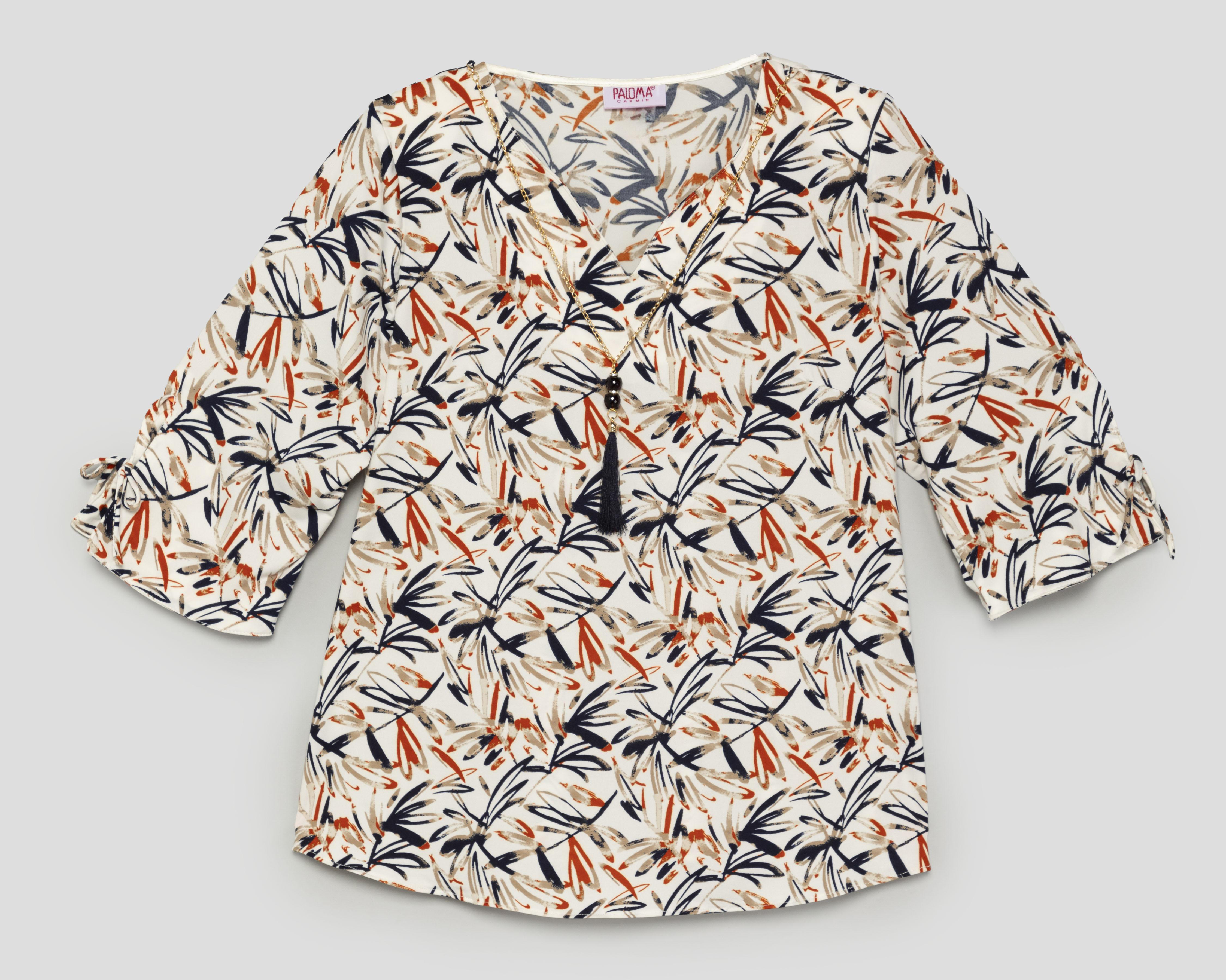 Foto 1 | Blusa Paloma Carmín con Collar para Mujer