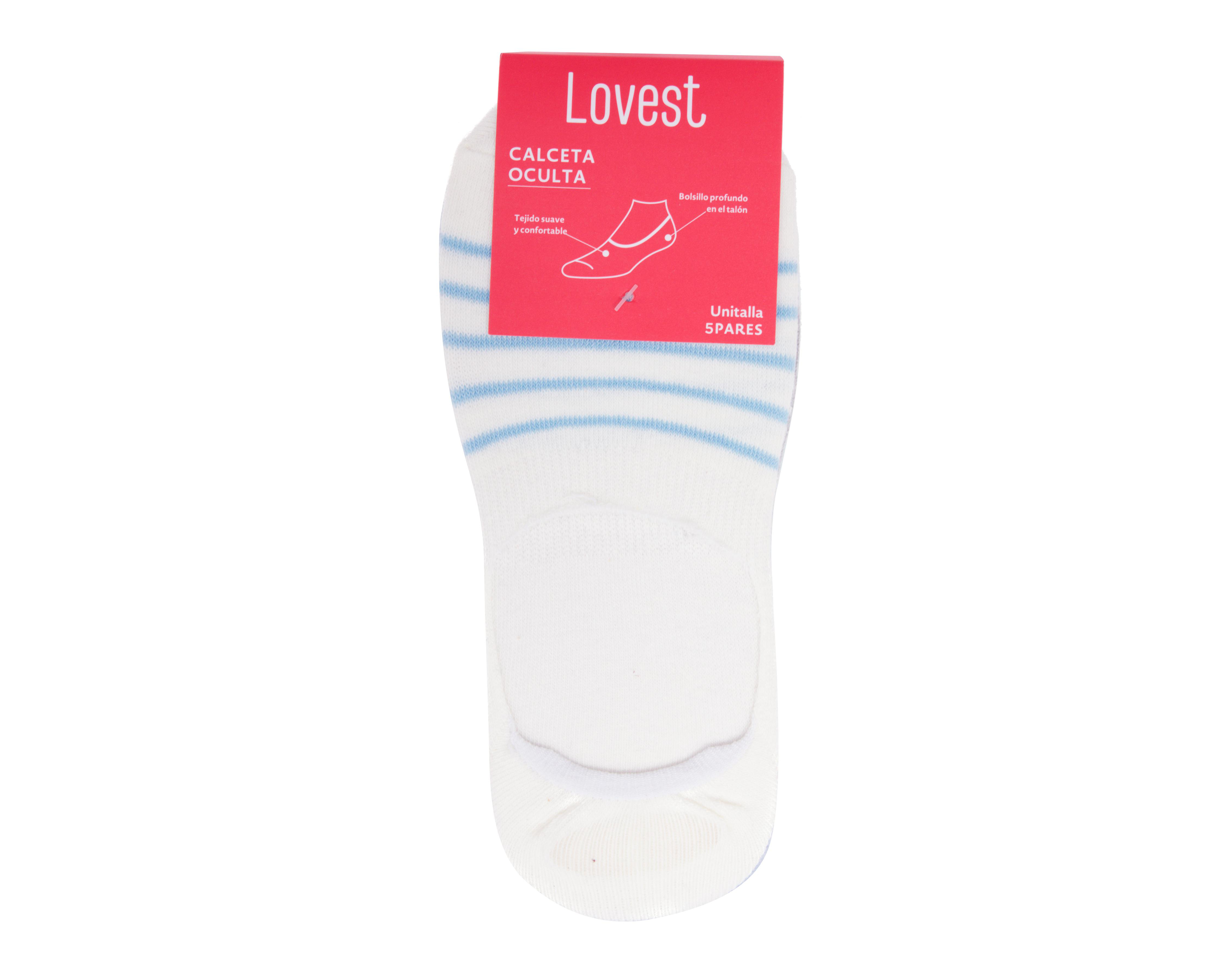 Foto 3 | Calcetas Invisibles Lovest para Mujer 5 Pares