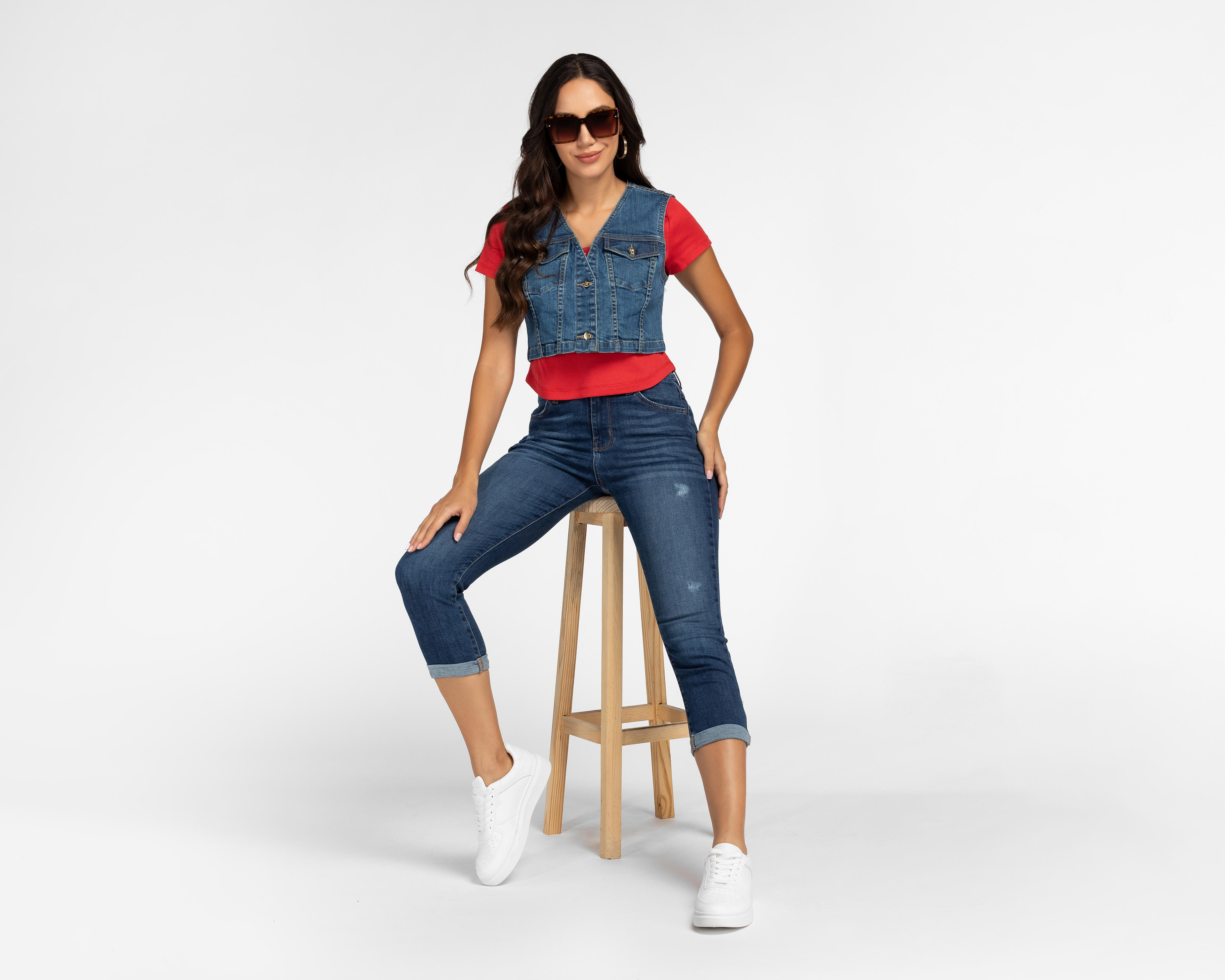Foto 2 | Pantalón Capri Refill de Mezclilla para Mujer
