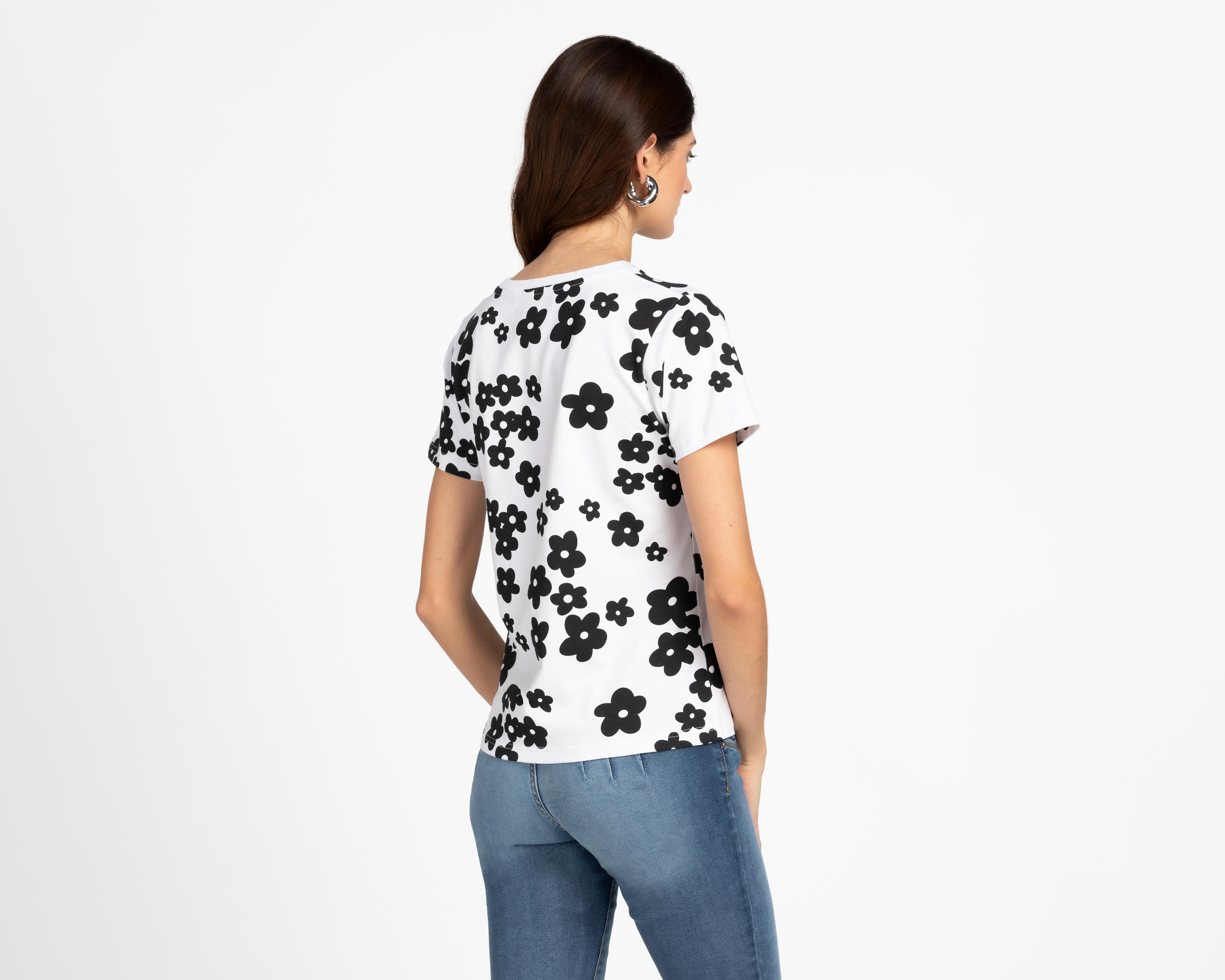 Foto 4 pulgar | Playera 18 Forever Manga Corta Estampado Floral